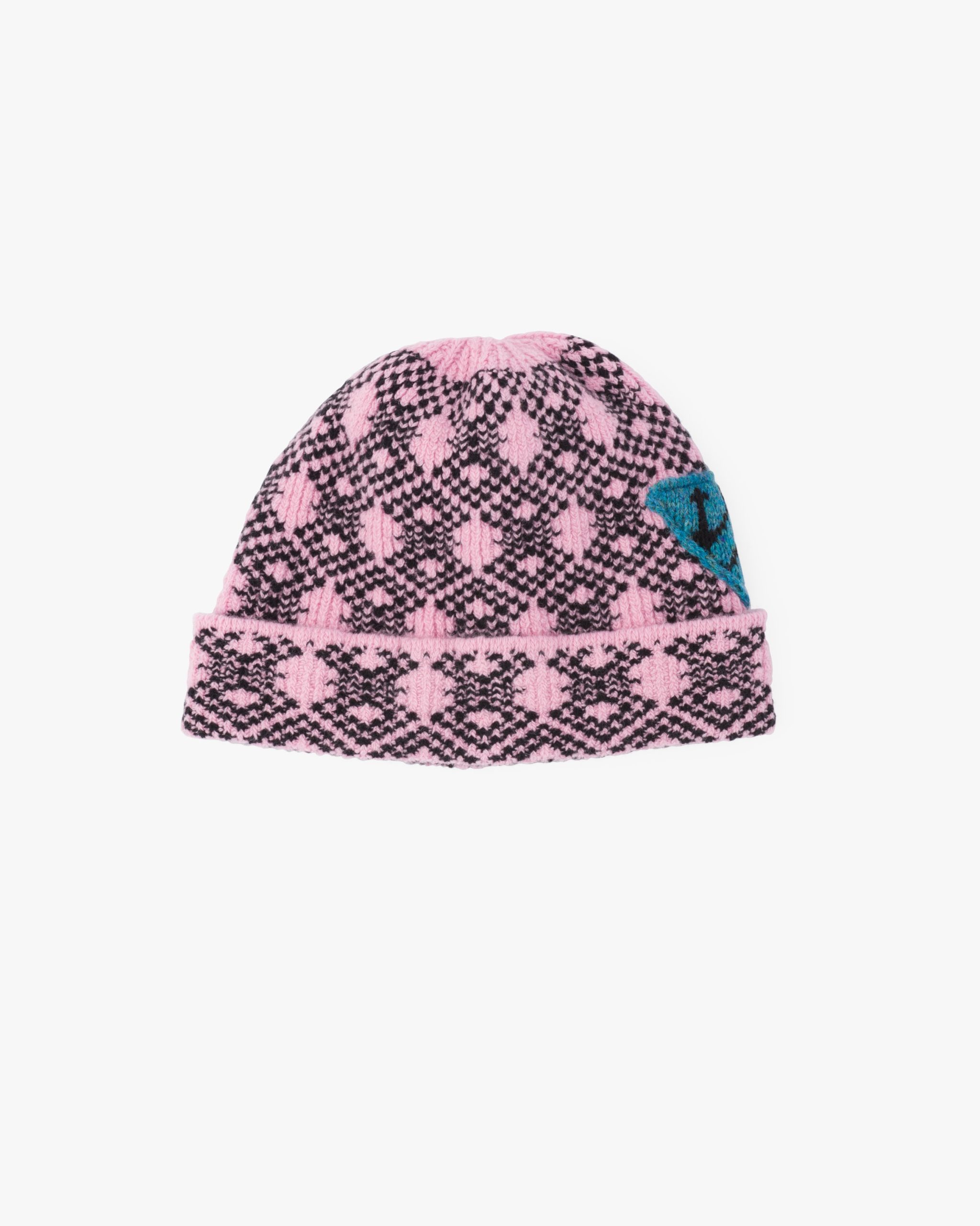 Pink/black Wool and cashmere jacquard beanie