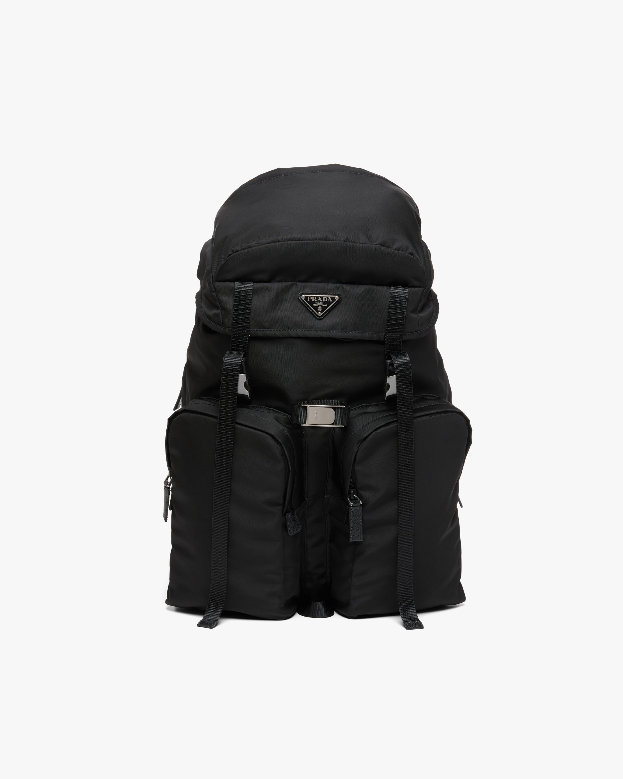 Black Re-Nylon and Saffiano leather backpack