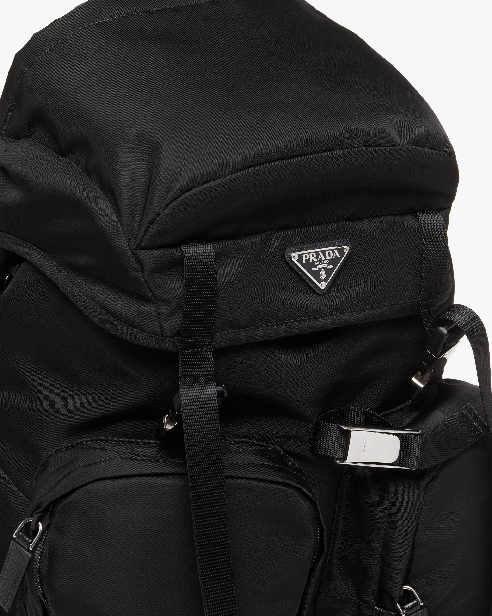 Black Re-Nylon and Saffiano leather backpack - Image 2