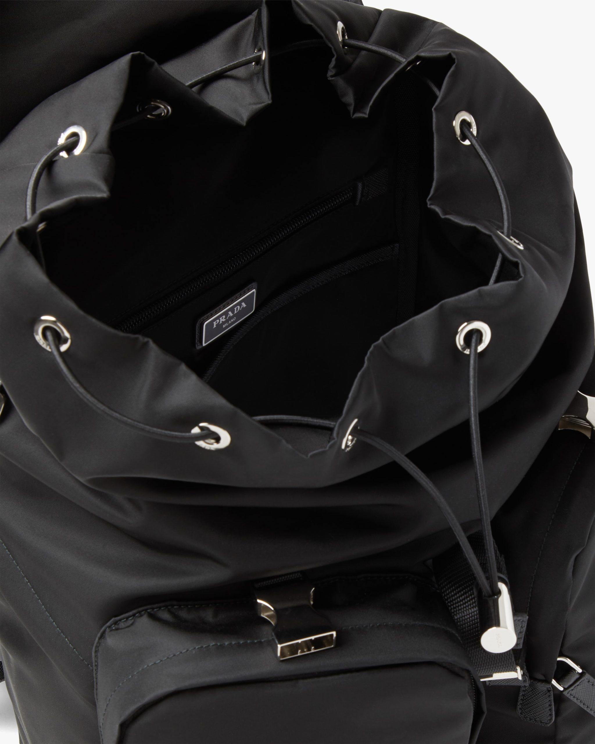 Black Re-Nylon and Saffiano leather backpack - Image 5