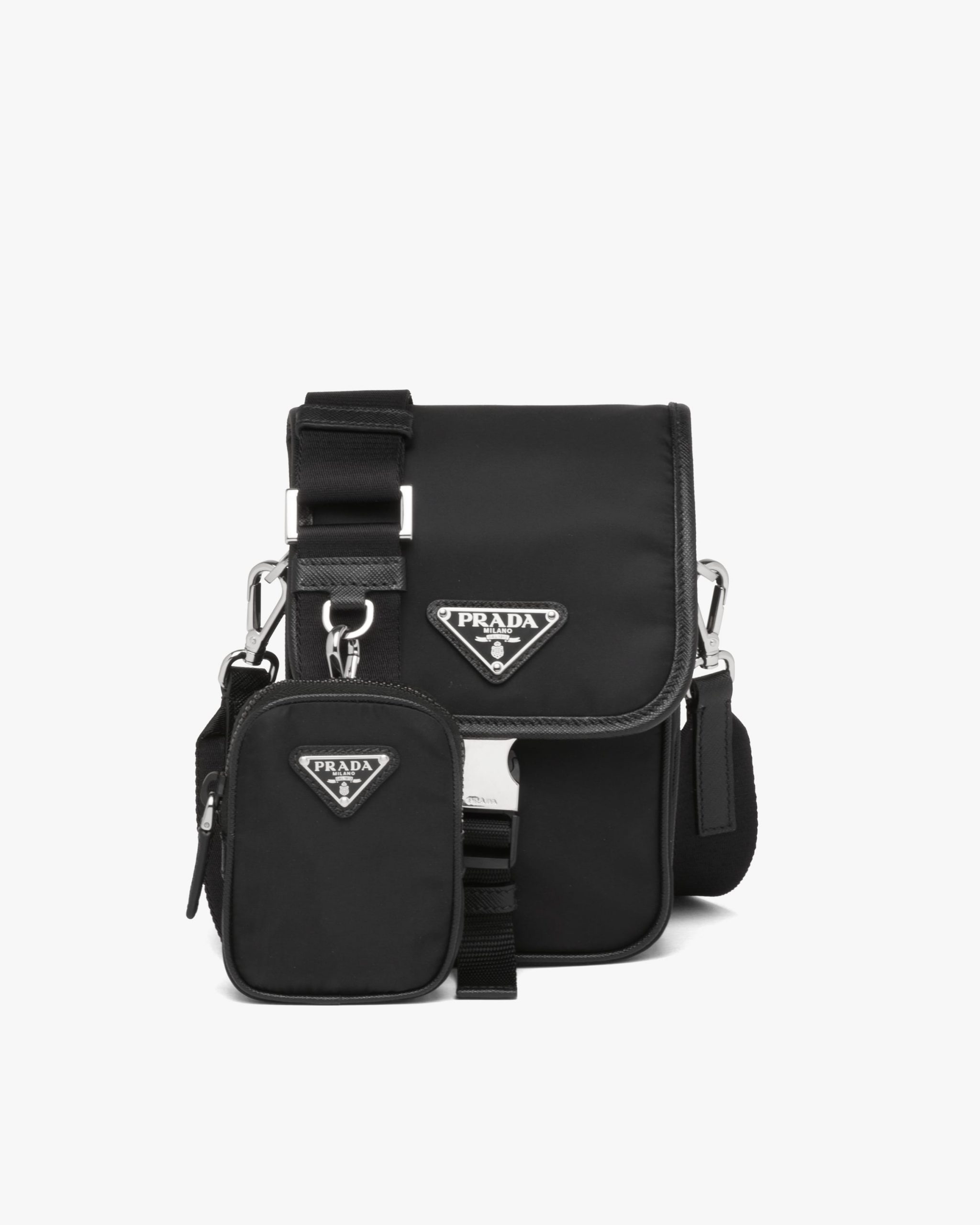 Black Re-Nylon and Saffiano leather shoulder bag