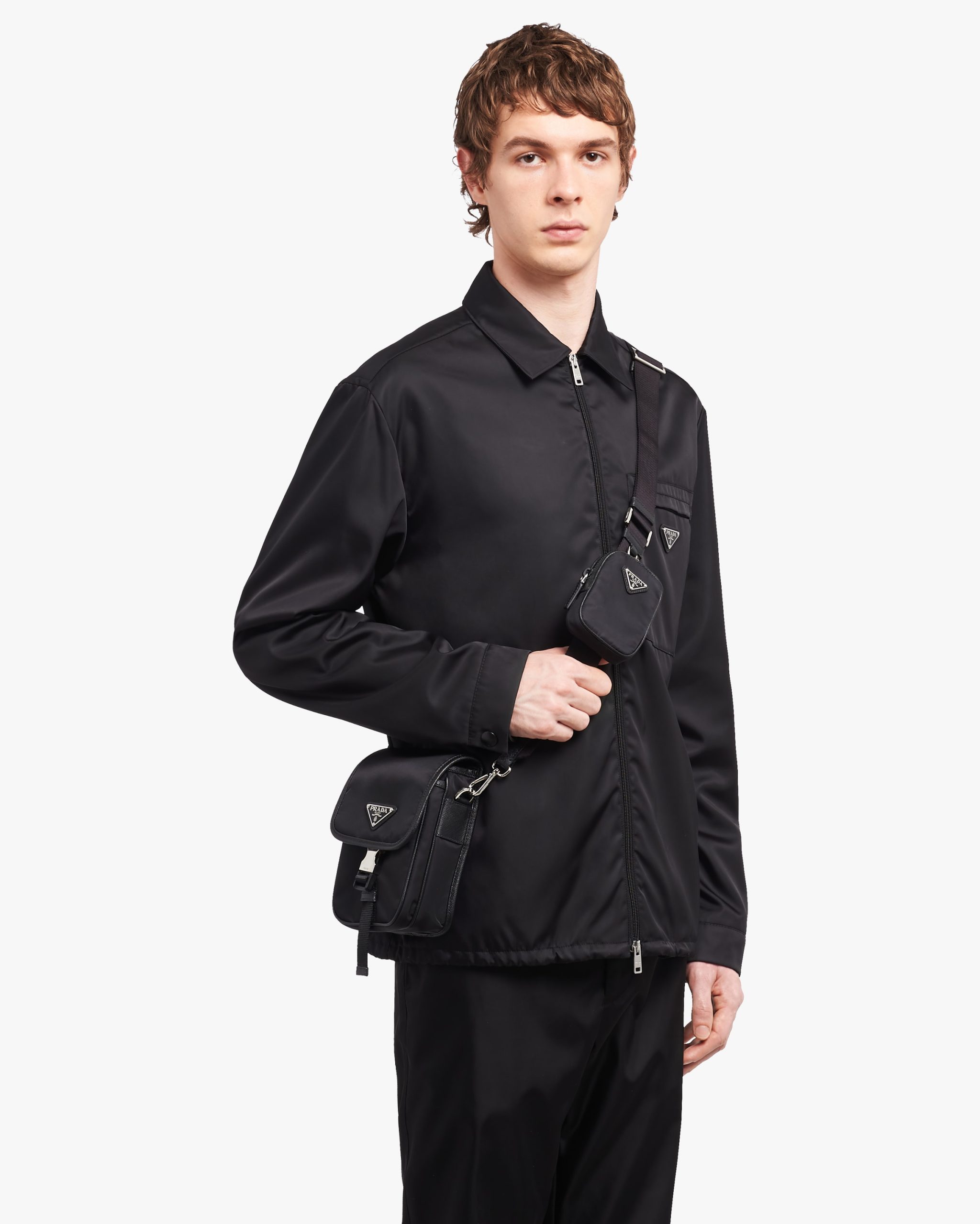 Black Re-Nylon and Saffiano leather shoulder bag - Image 2