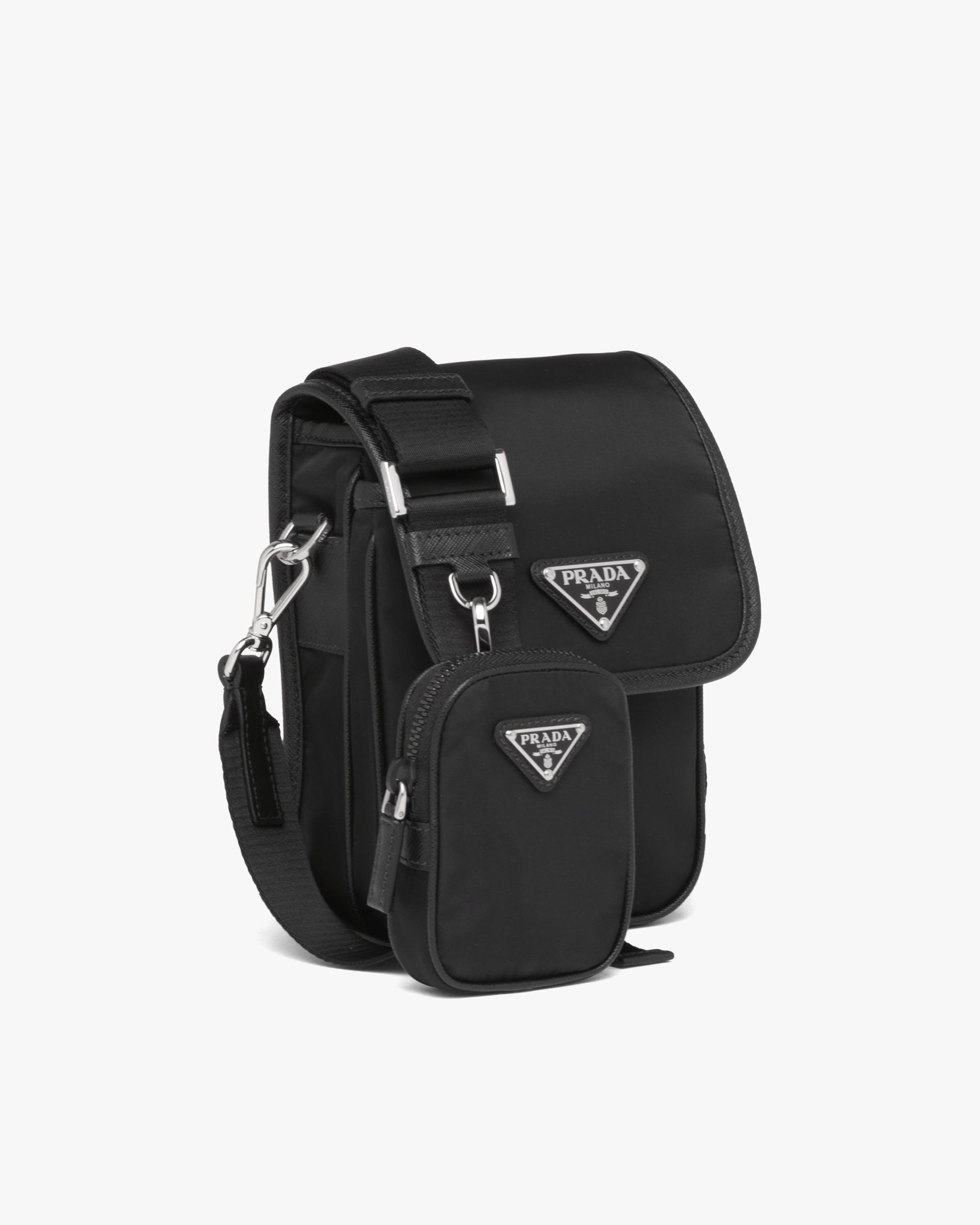 Black Re-Nylon and Saffiano leather shoulder bag - Image 3