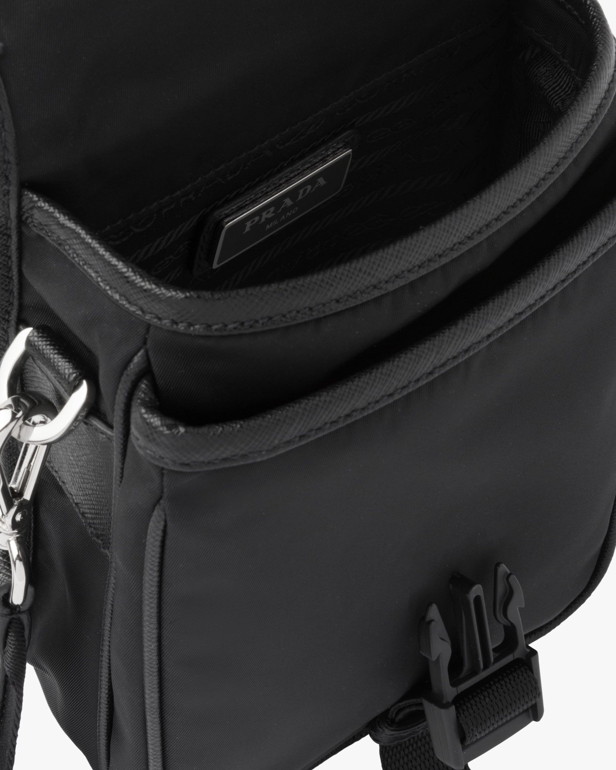 Black Re-Nylon and Saffiano leather shoulder bag - Image 5