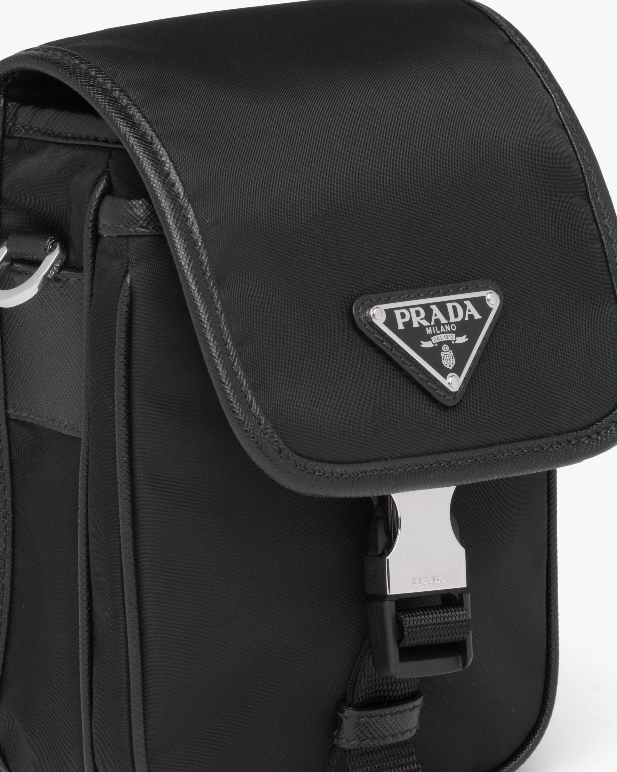 Black Re-Nylon and Saffiano leather shoulder bag - Image 6