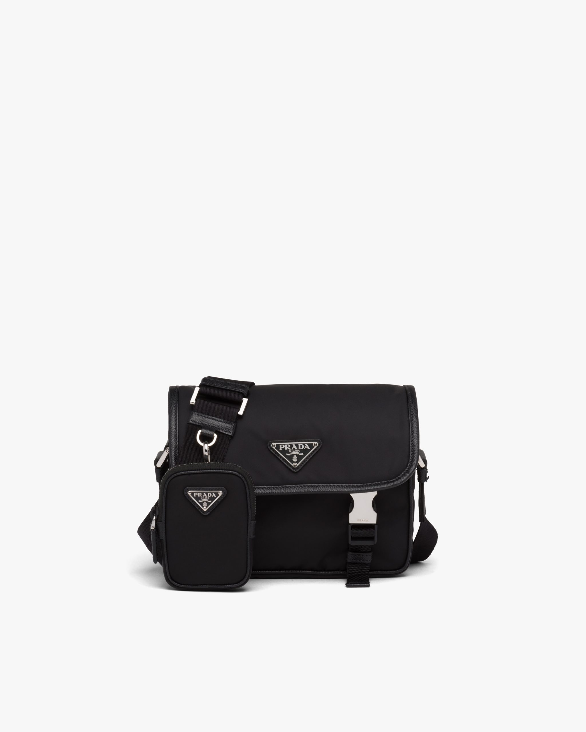 Black Re-Nylon and Saffiano leather shoulder bag