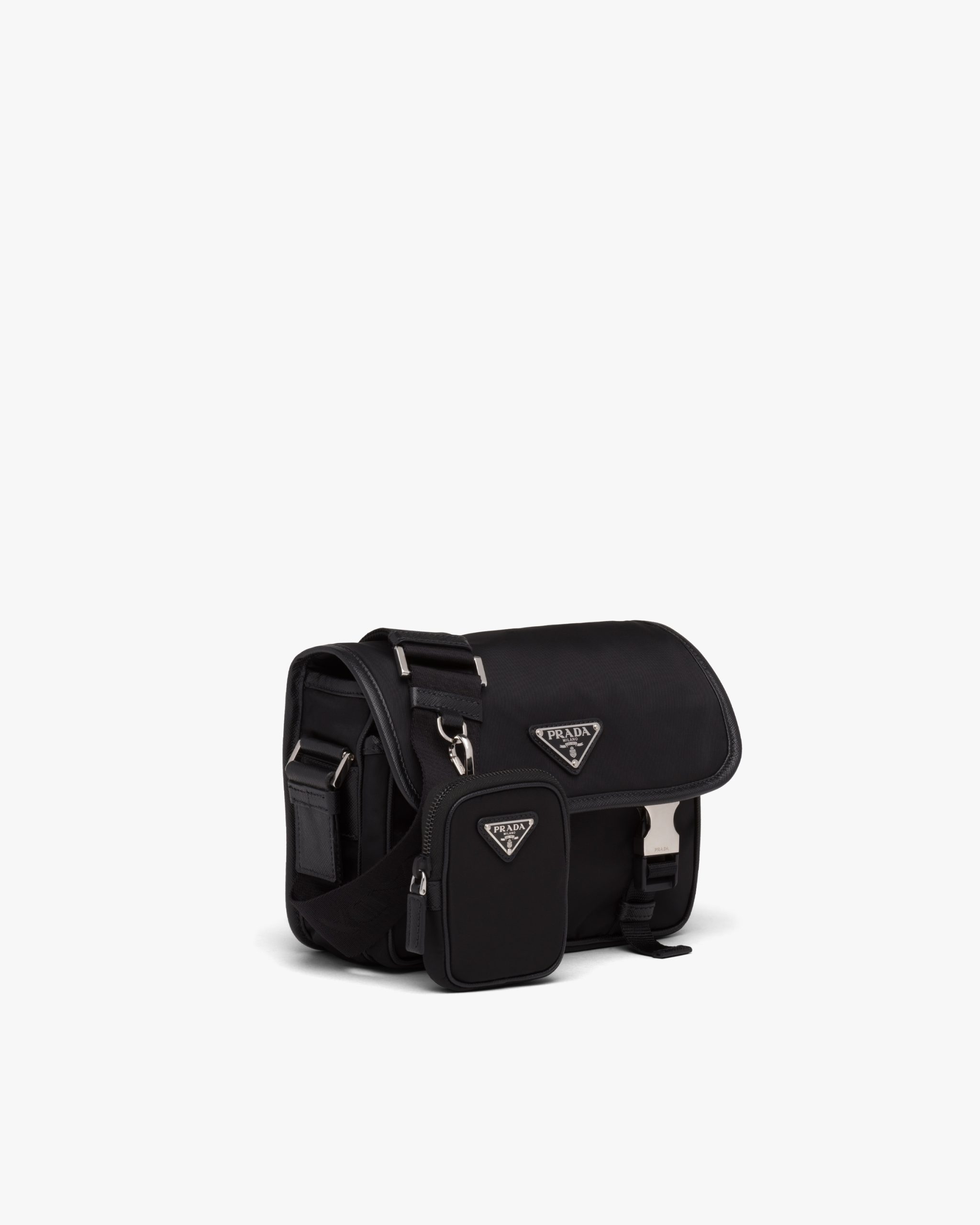 Black Re-Nylon and Saffiano leather shoulder bag - Image 3