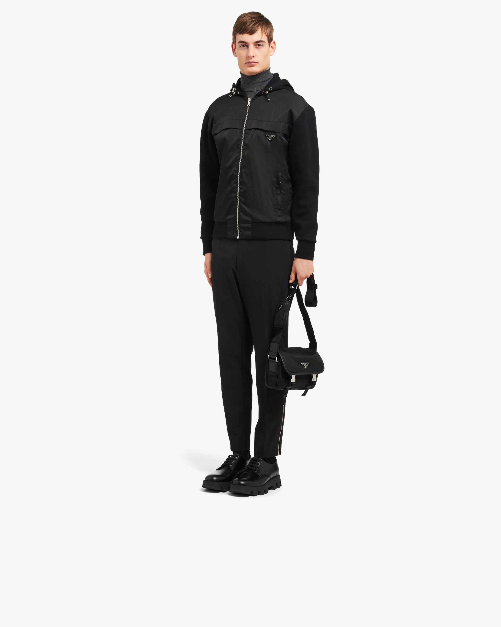 Black Re-Nylon and Saffiano leather shoulder bag - Image 7