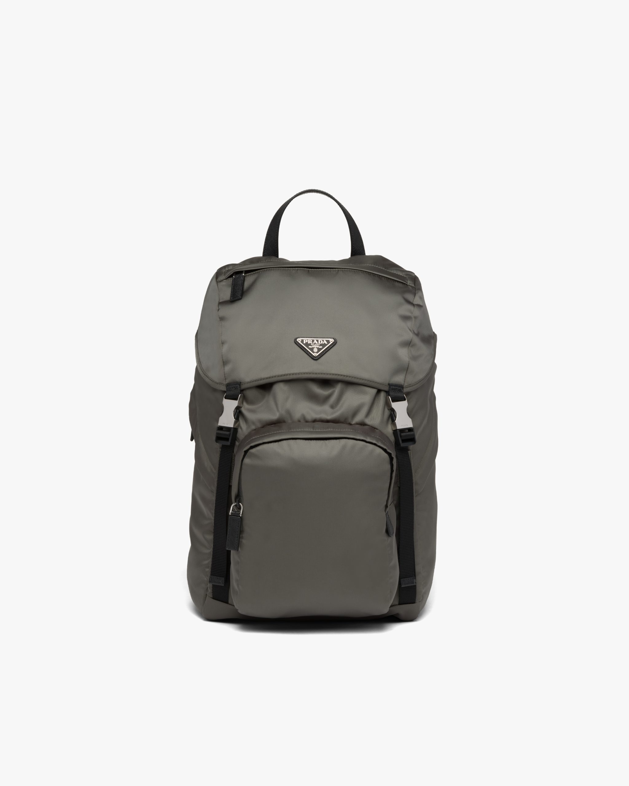 Forest Green Re-Nylon and Saffiano leather backpack