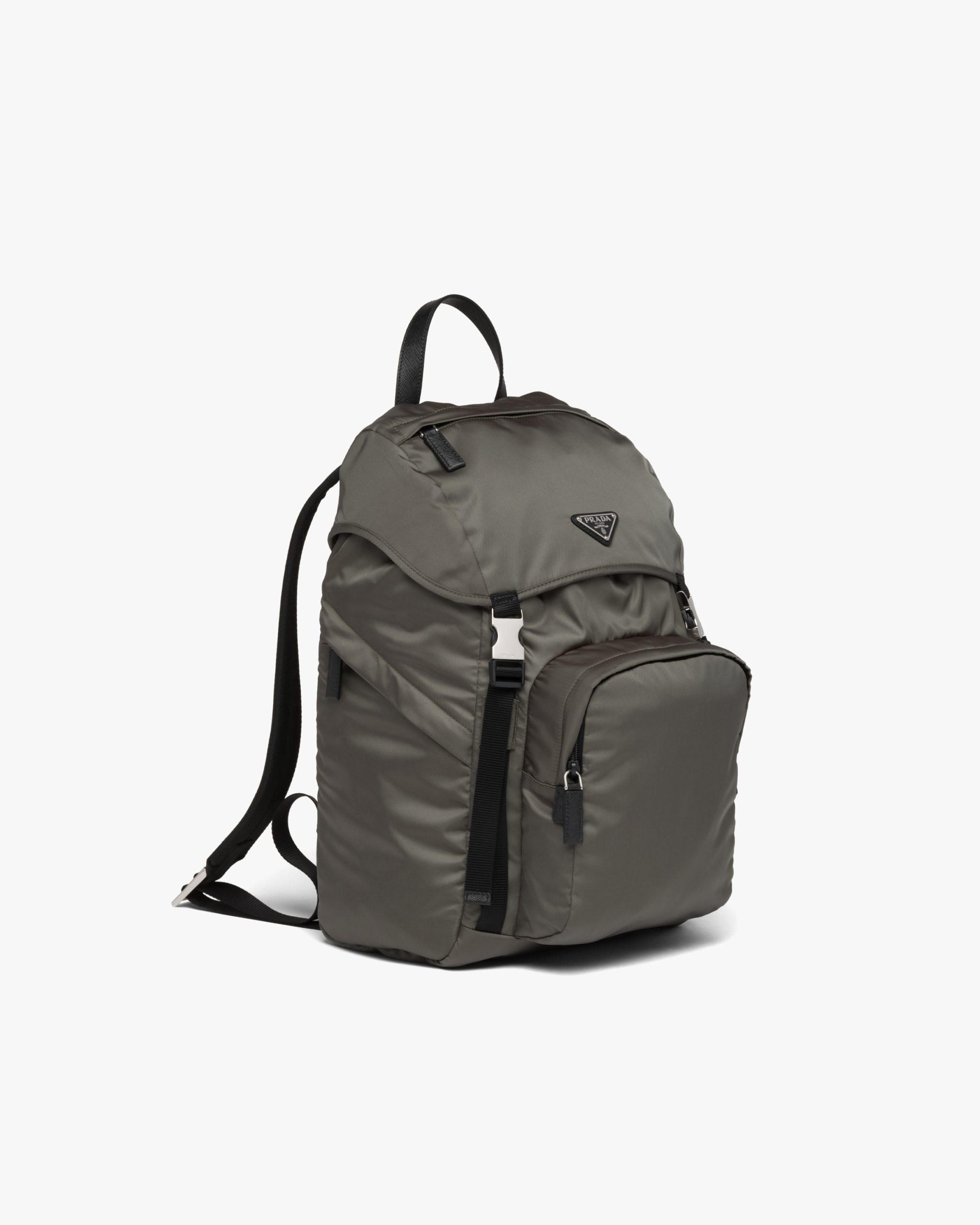 Forest Green Re-Nylon and Saffiano leather backpack - Image 3