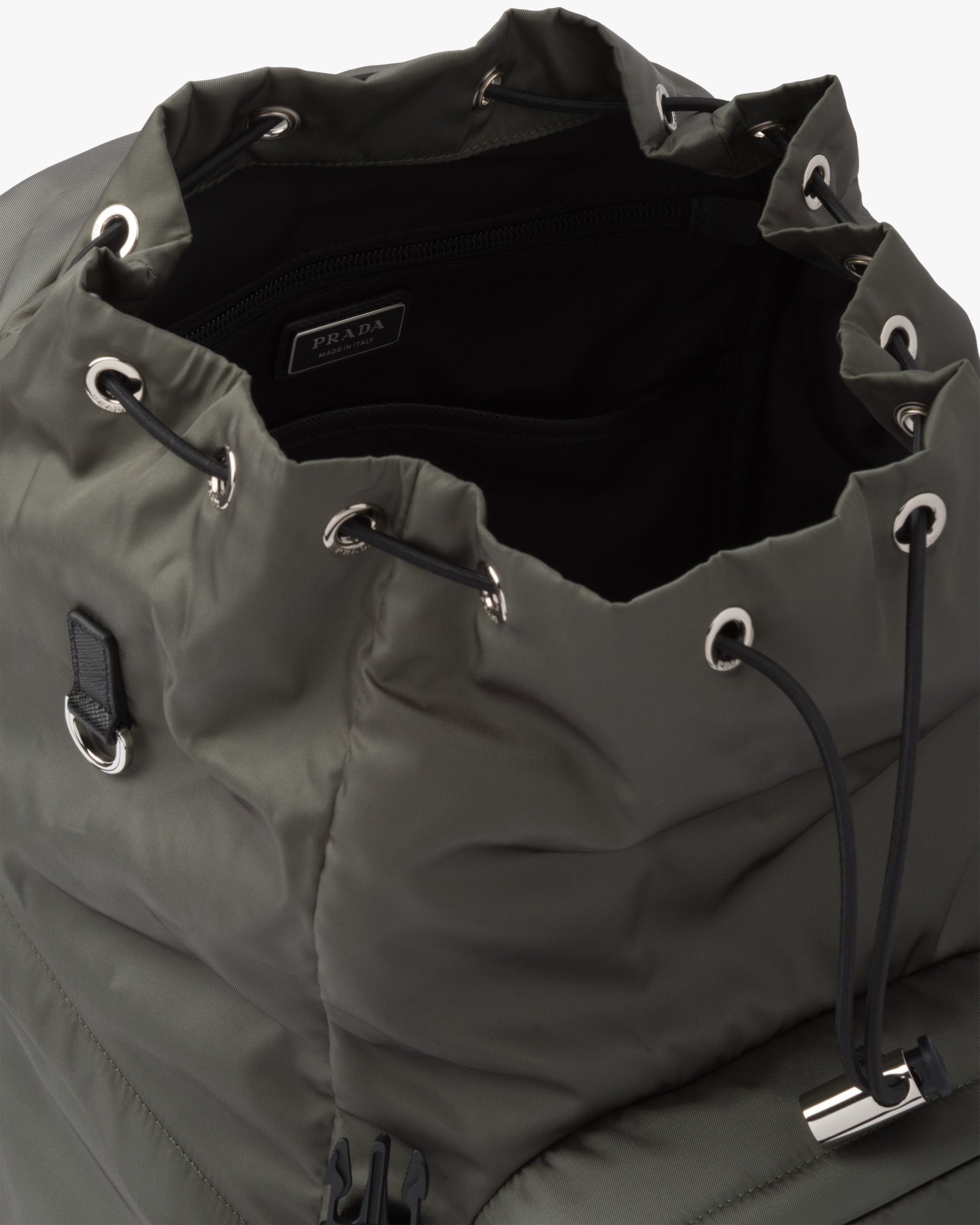 Forest Green Re-Nylon and Saffiano leather backpack - Image 5