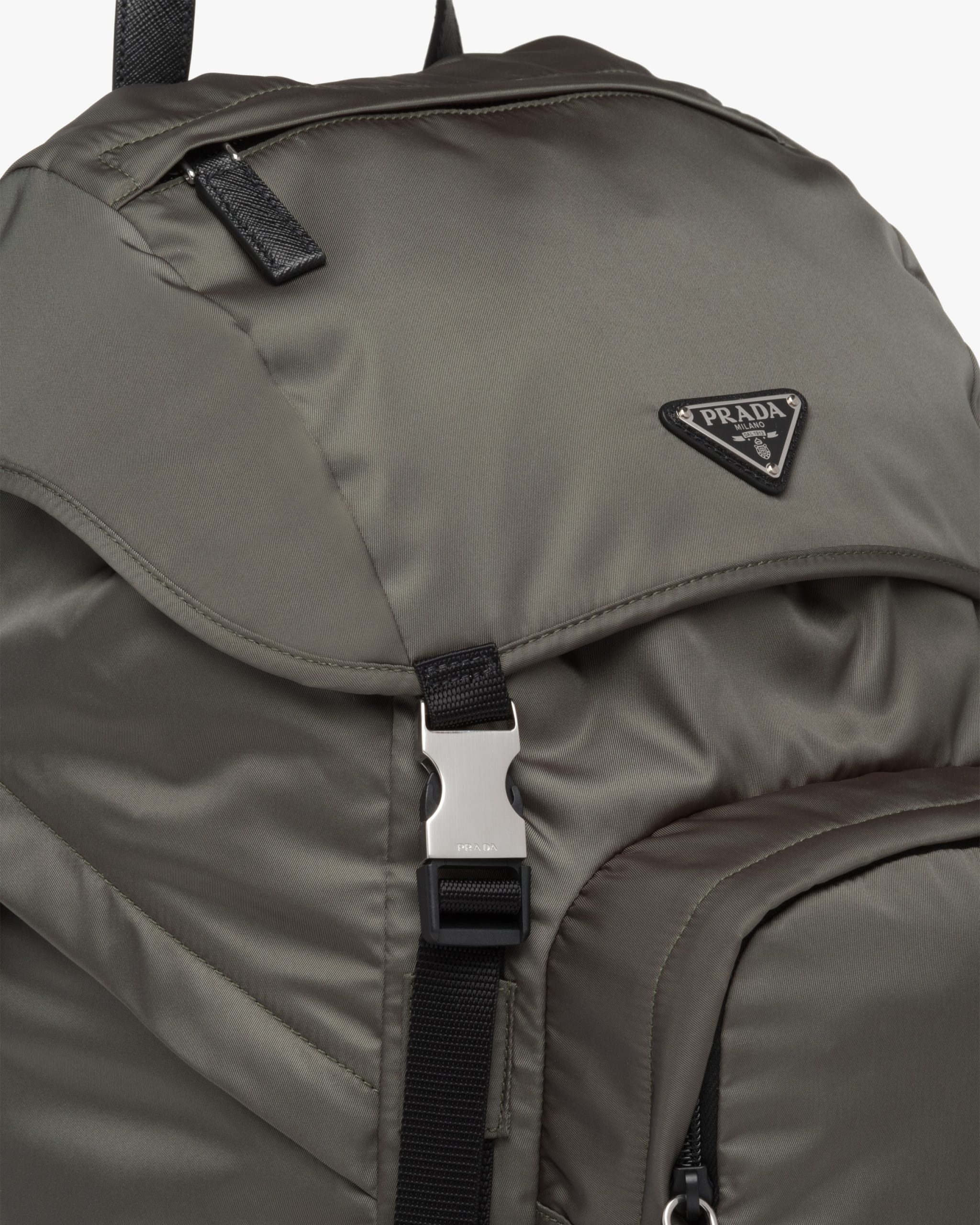 Forest Green Re-Nylon and Saffiano leather backpack - Image 6