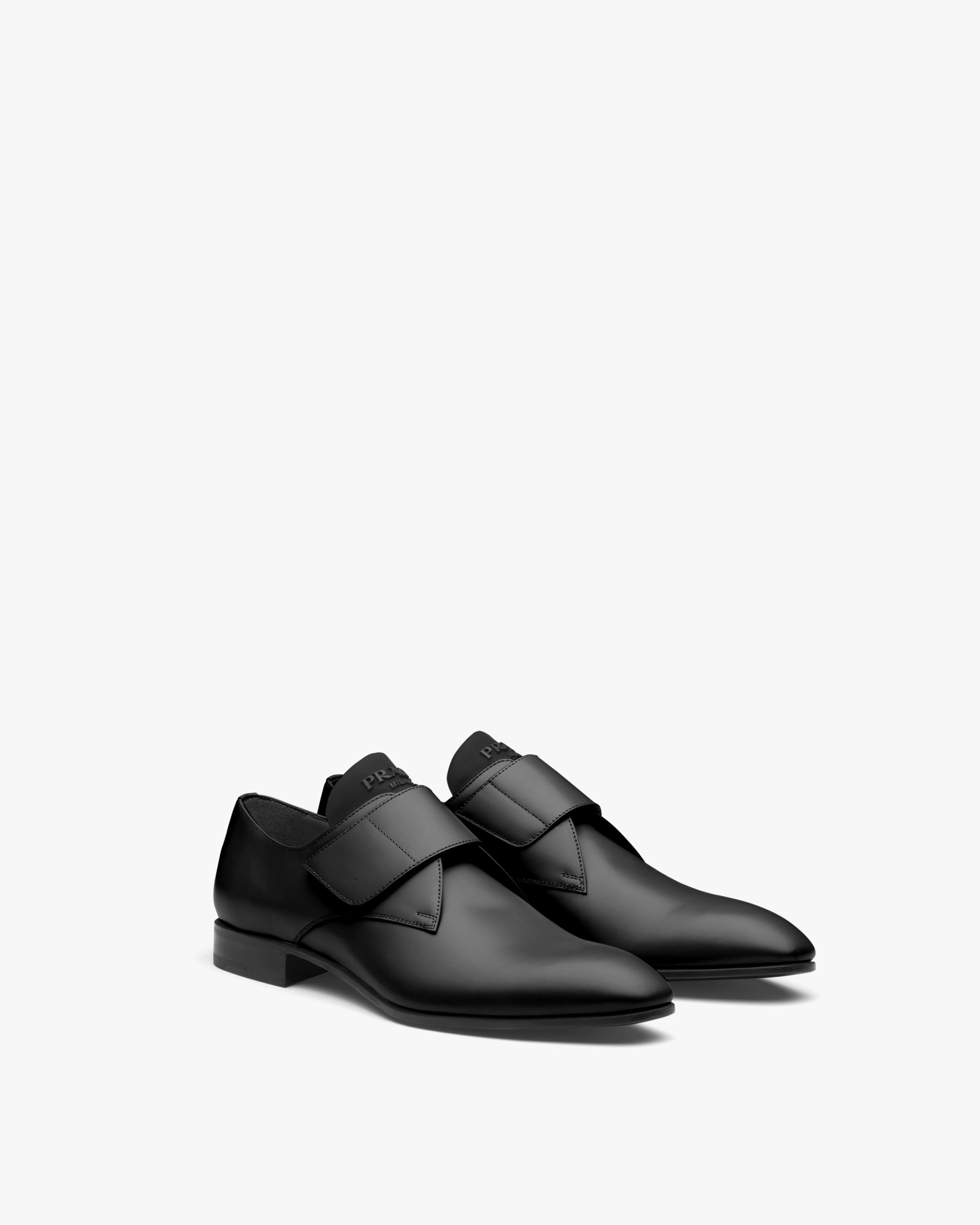 Black Brushed leather derby shoes