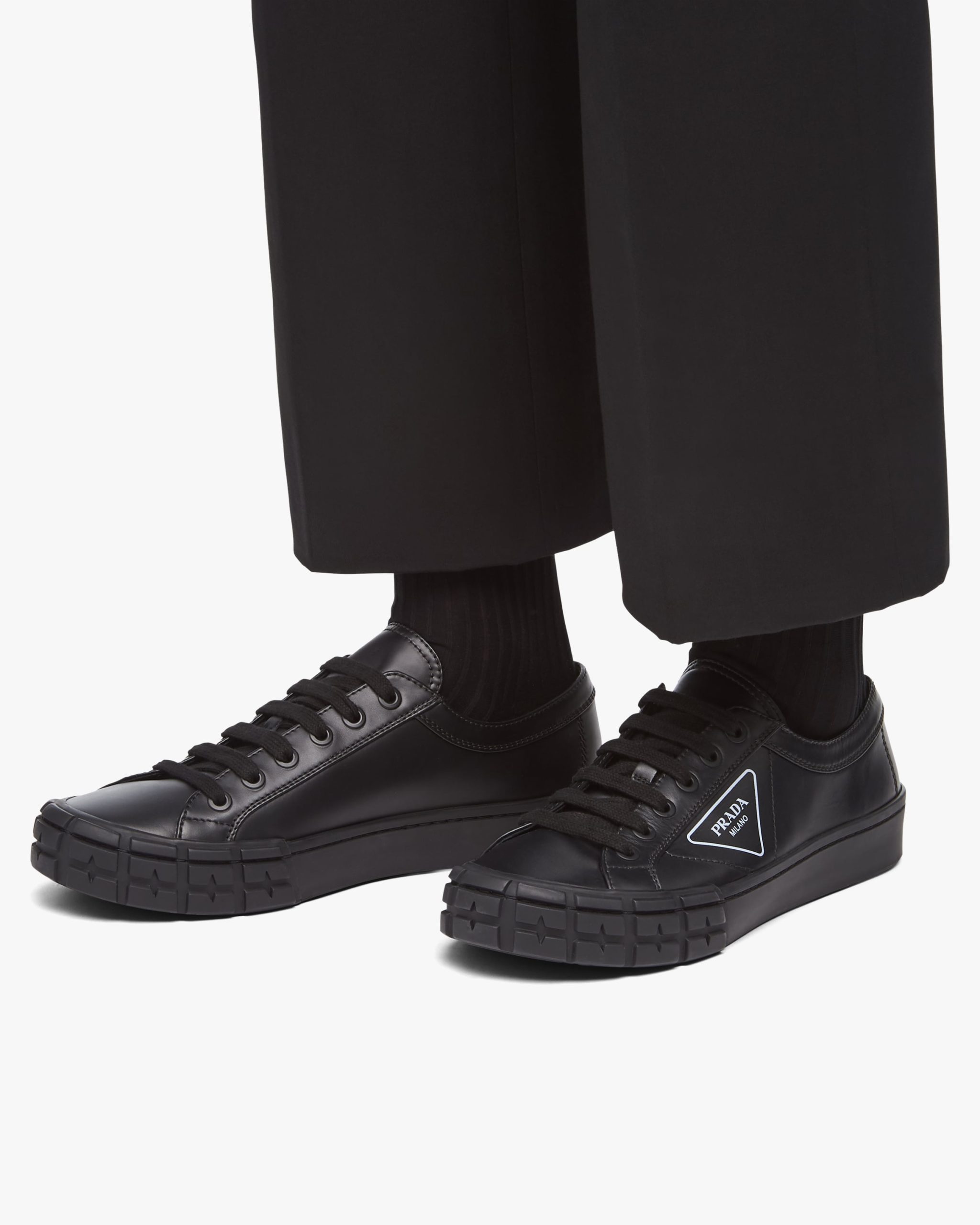 Black Cassetta Wheel Leather Sneakers - Image 5