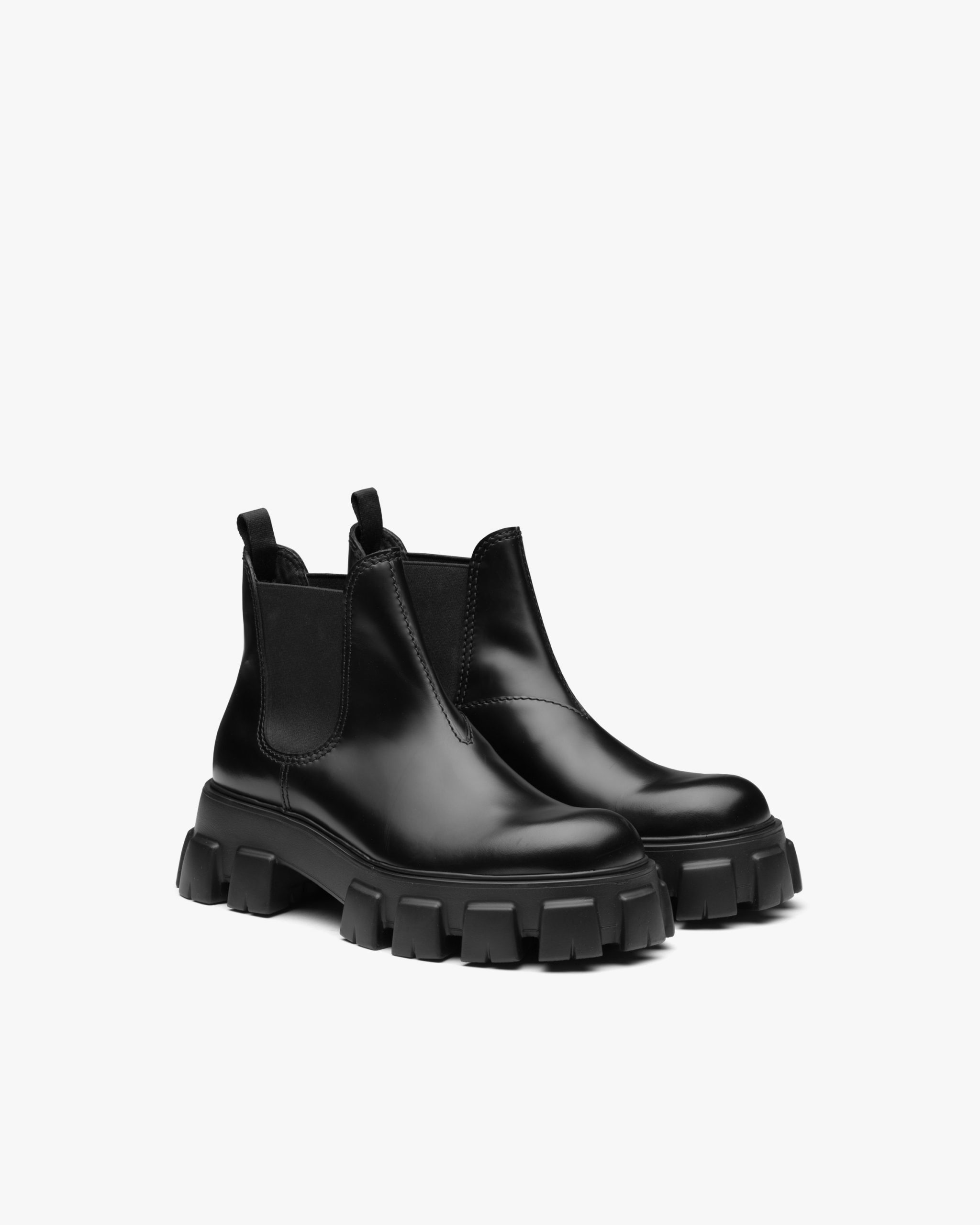 Black Monolith brushed leather Chelsea boots