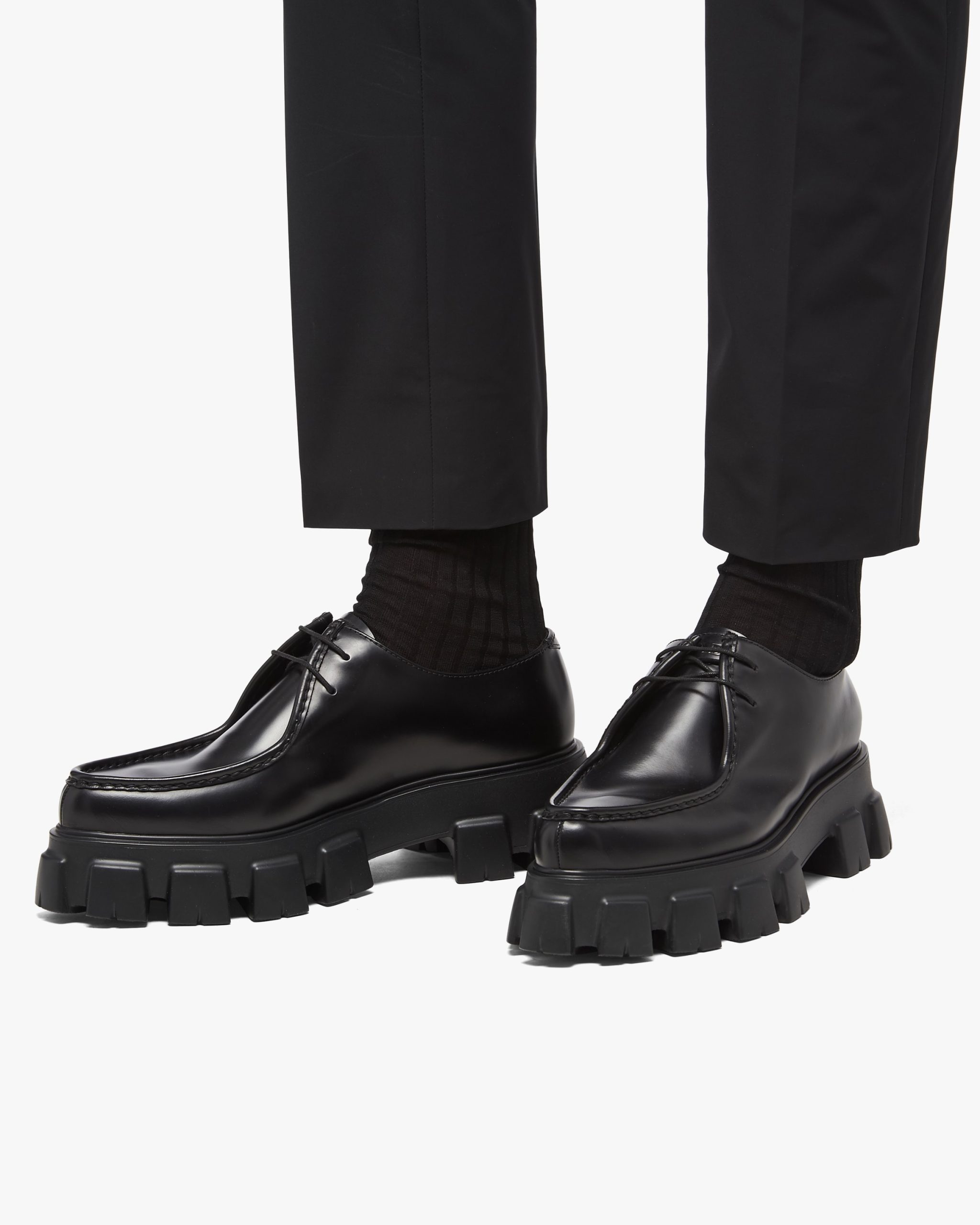 Black Monolith brushed leather lace-up shoes - Image 5