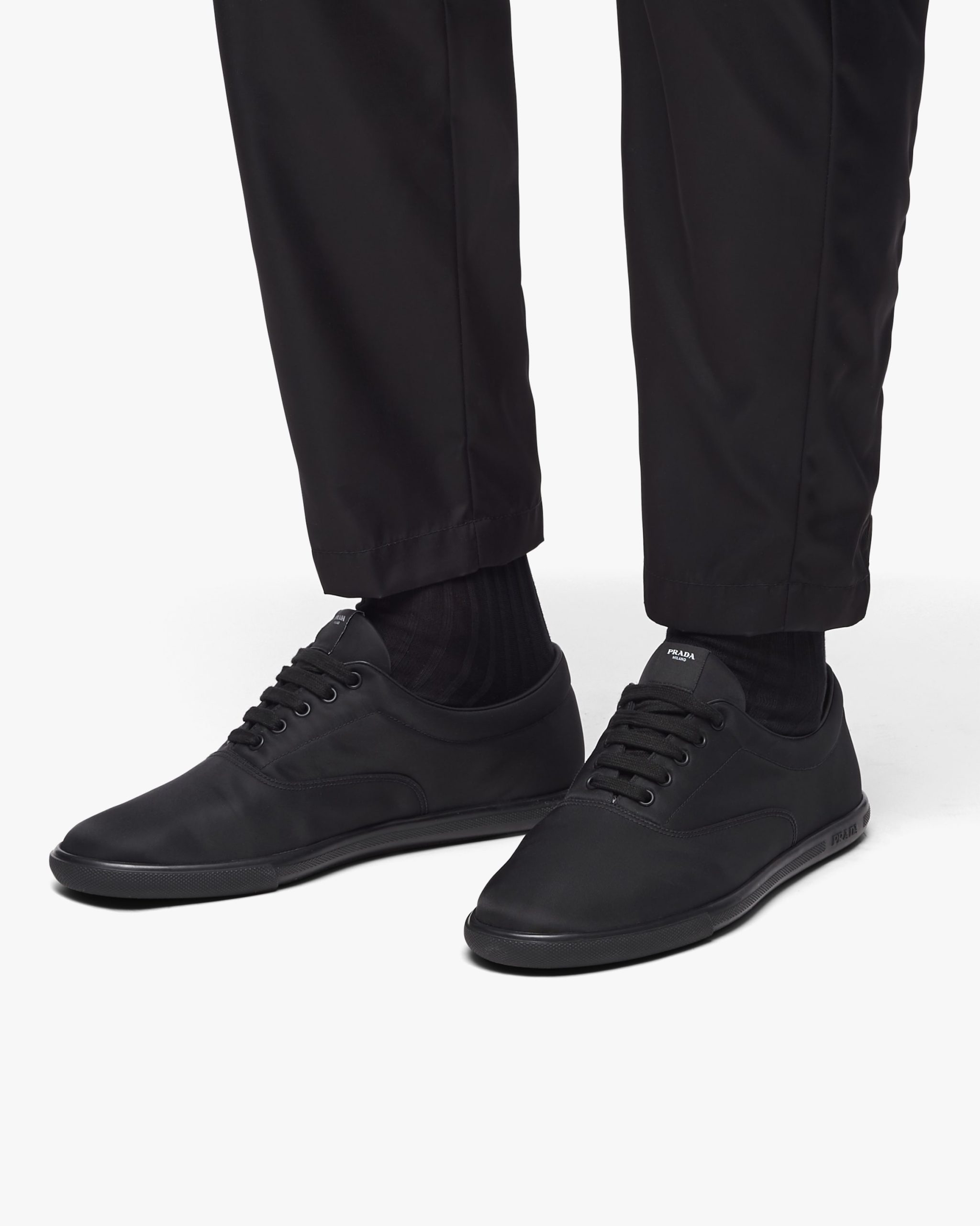 Black Nylon lace-up sneakers - Image 5