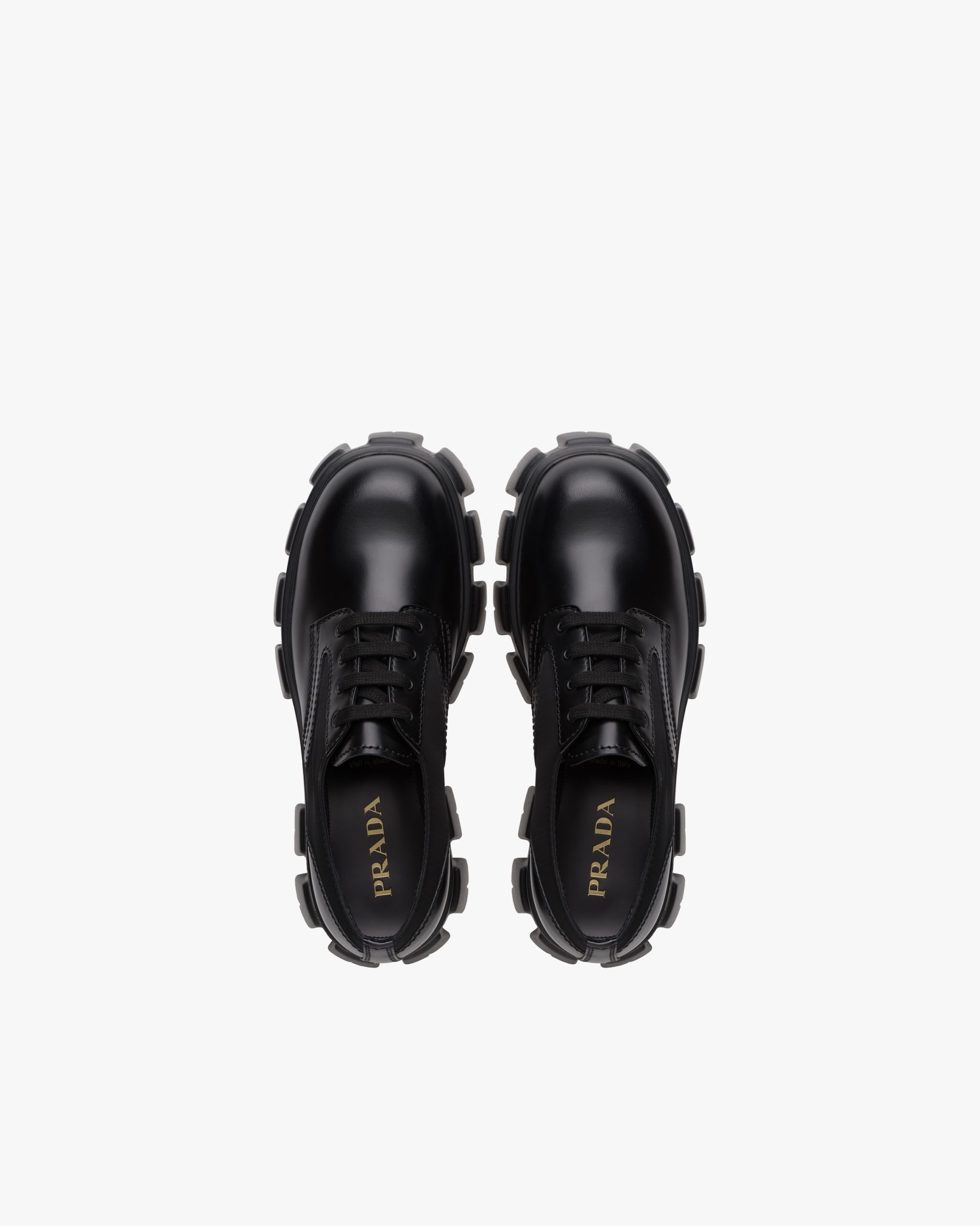 Black Prada Monolith brushed leather and nylon lace-up shoes - Image 4