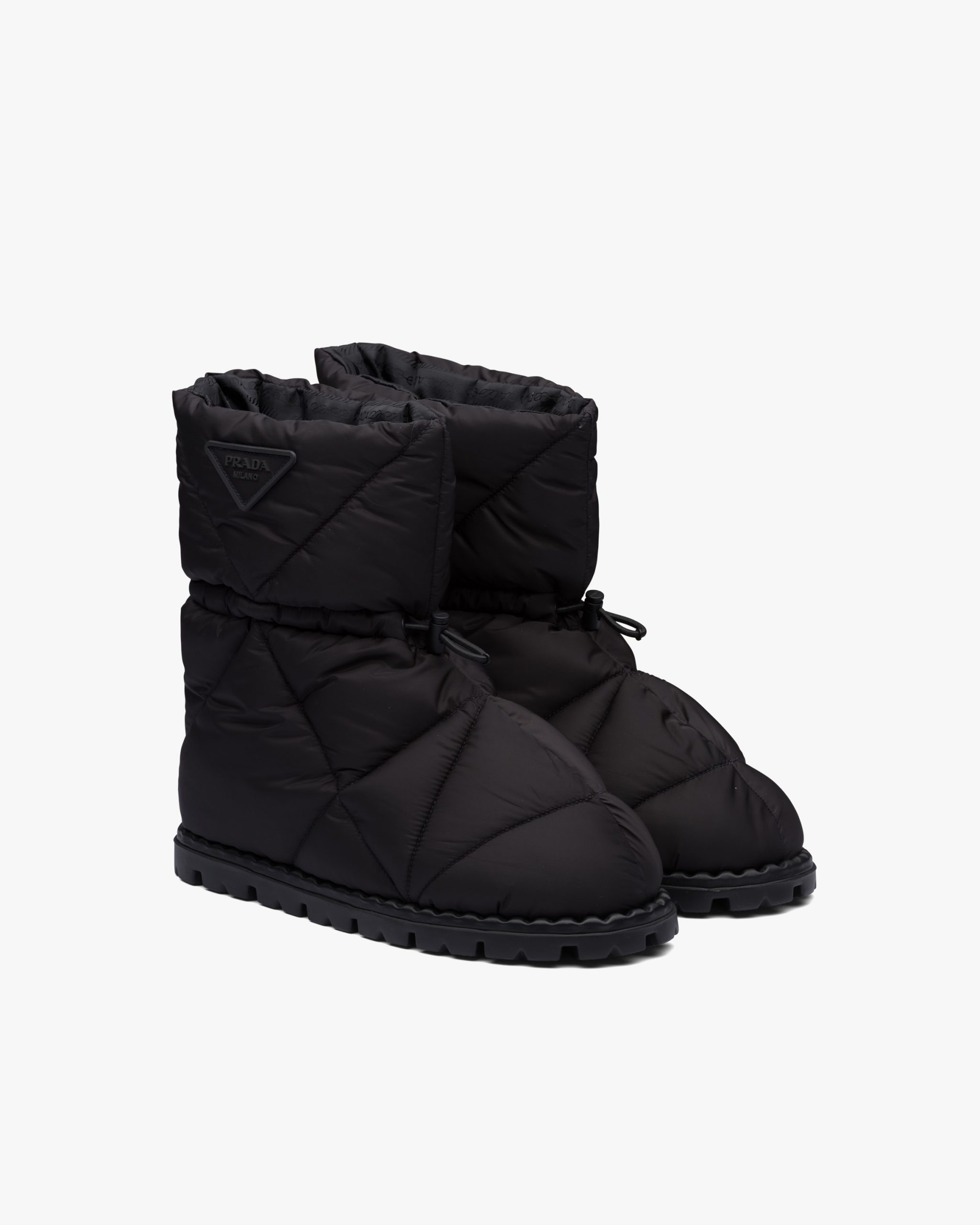 Black Quilted nylon fabric booties