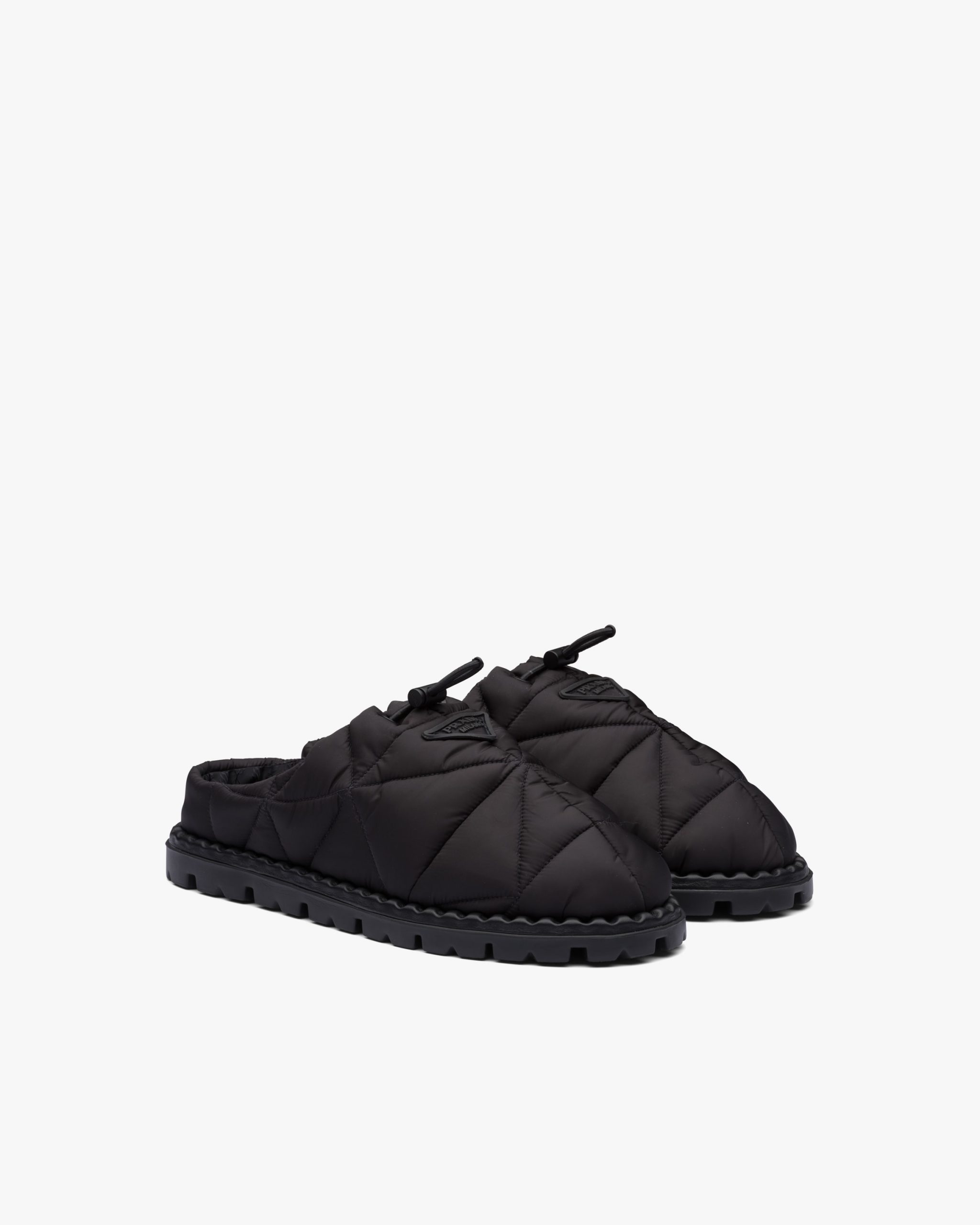 Black Quilted nylon sandals