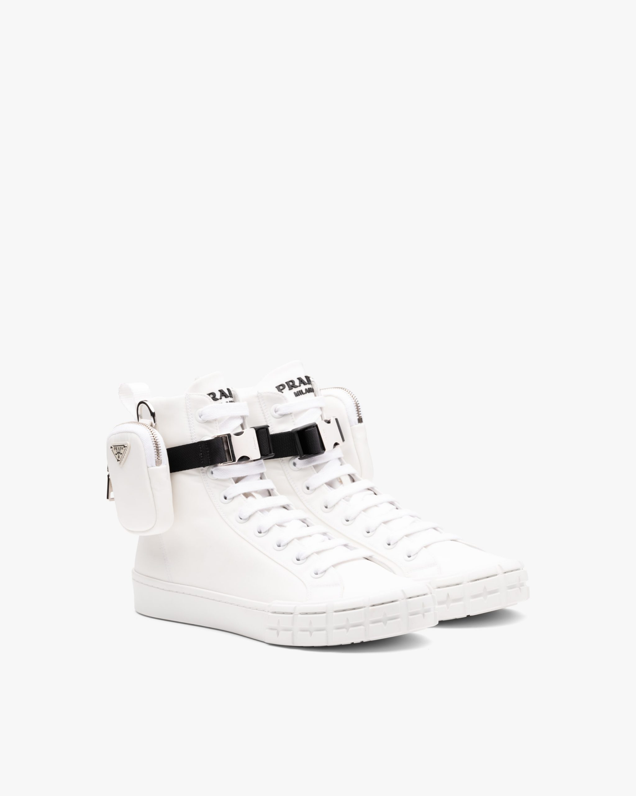 White Prada Wheel Re-Nylon high-top sneakers