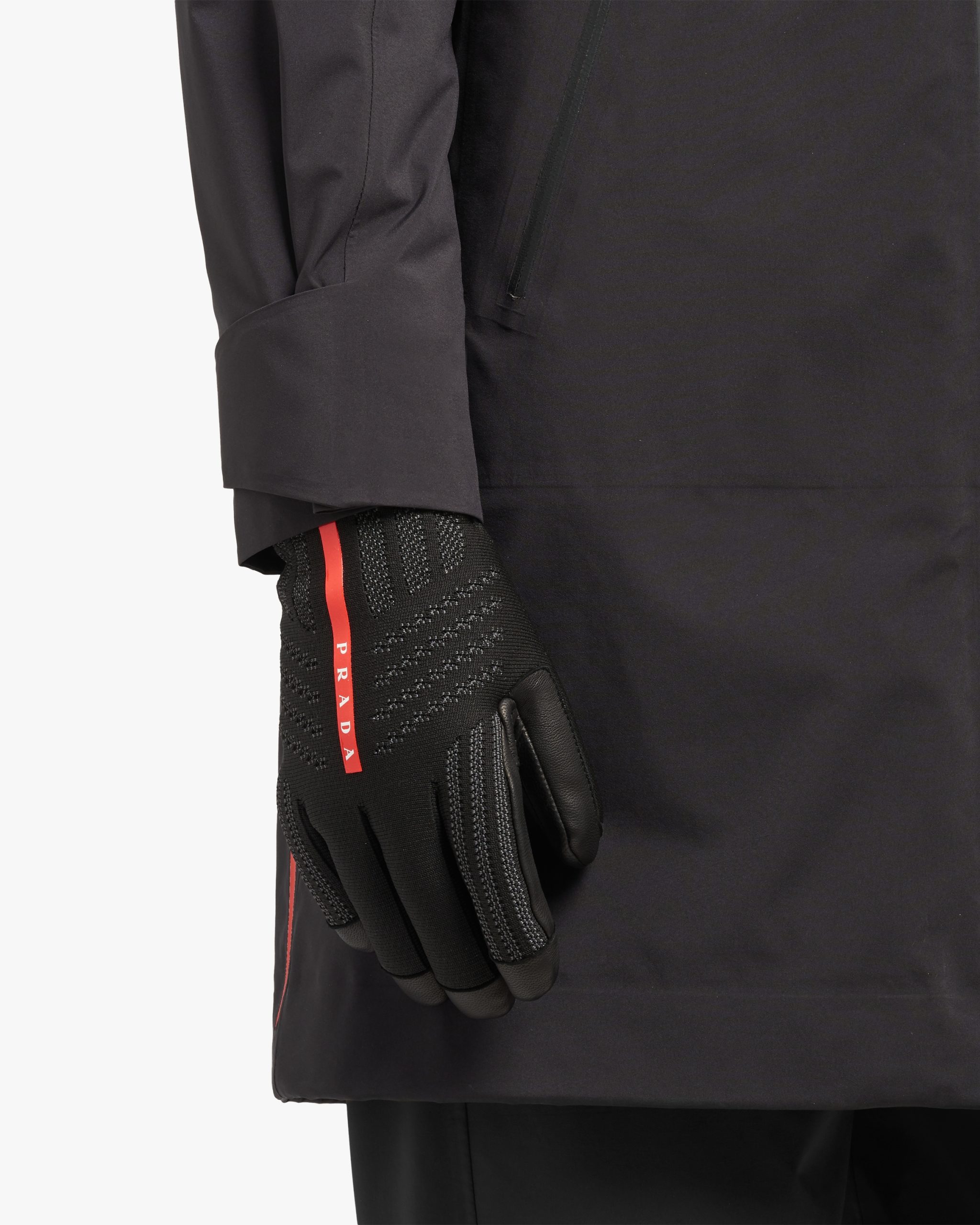 Black GORE-TEX leather and knit ski gloves - Image 2