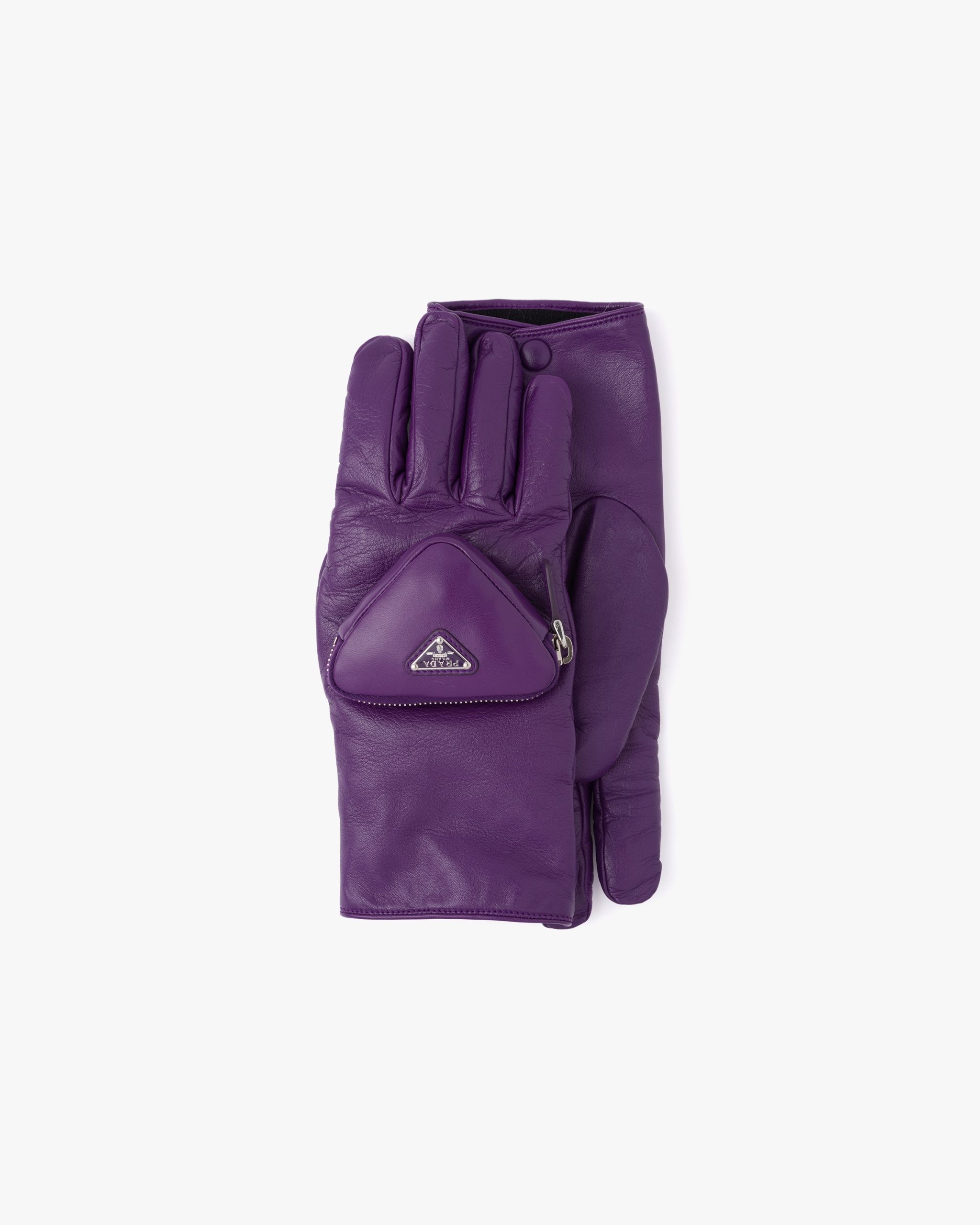 Cyclamen Nappa leather gloves with pouch