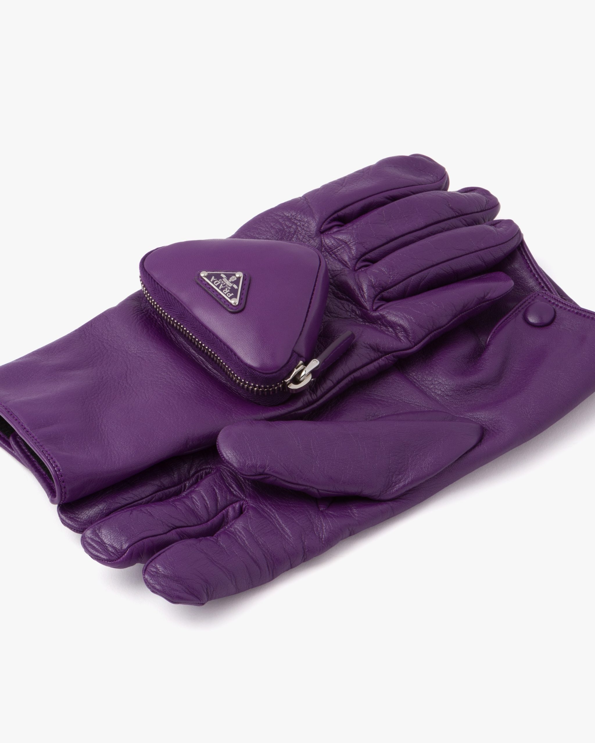 Cyclamen Nappa leather gloves with pouch - Image 3