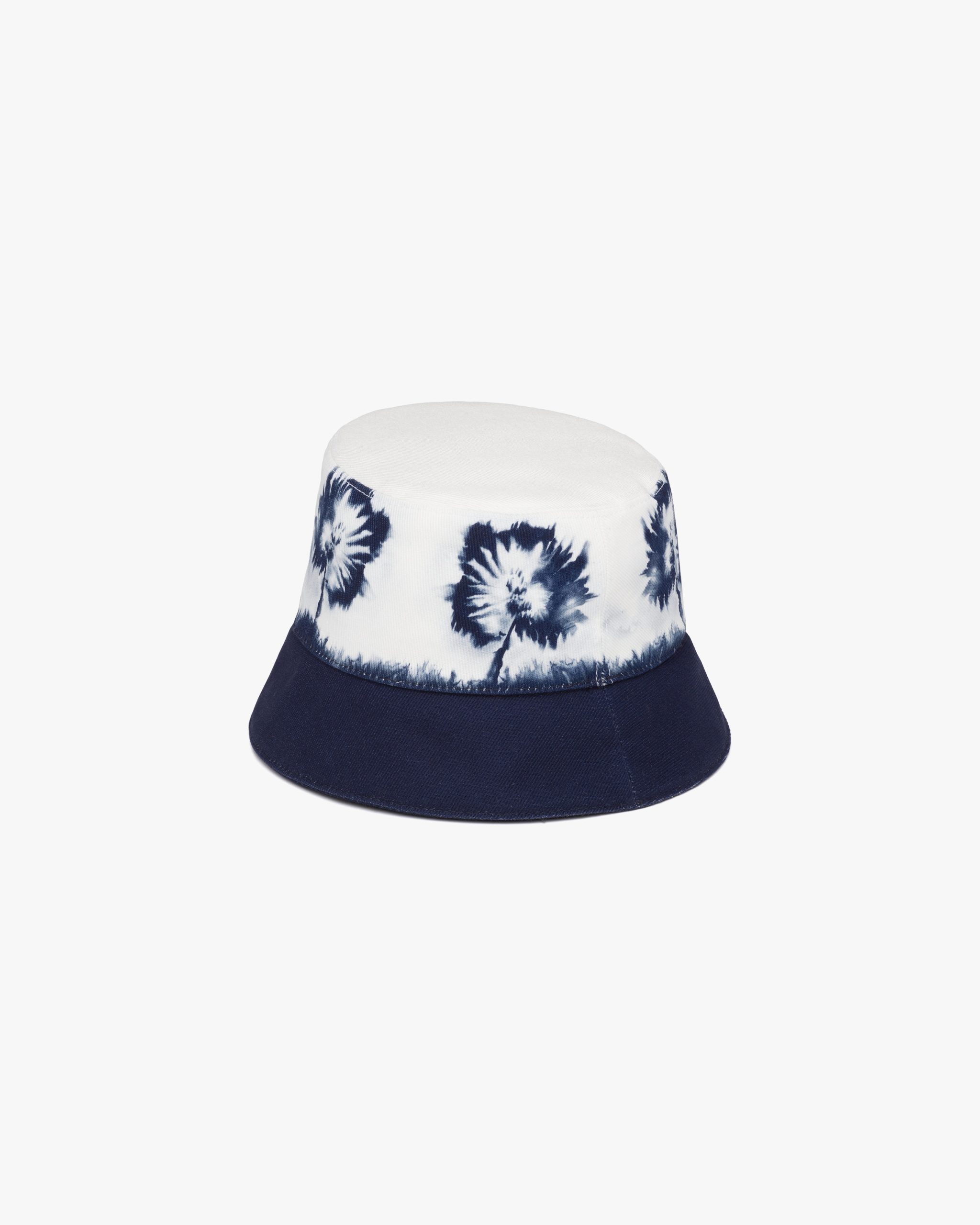 White/navy Blue Printed Re-Nylon bucket hat - Image 3