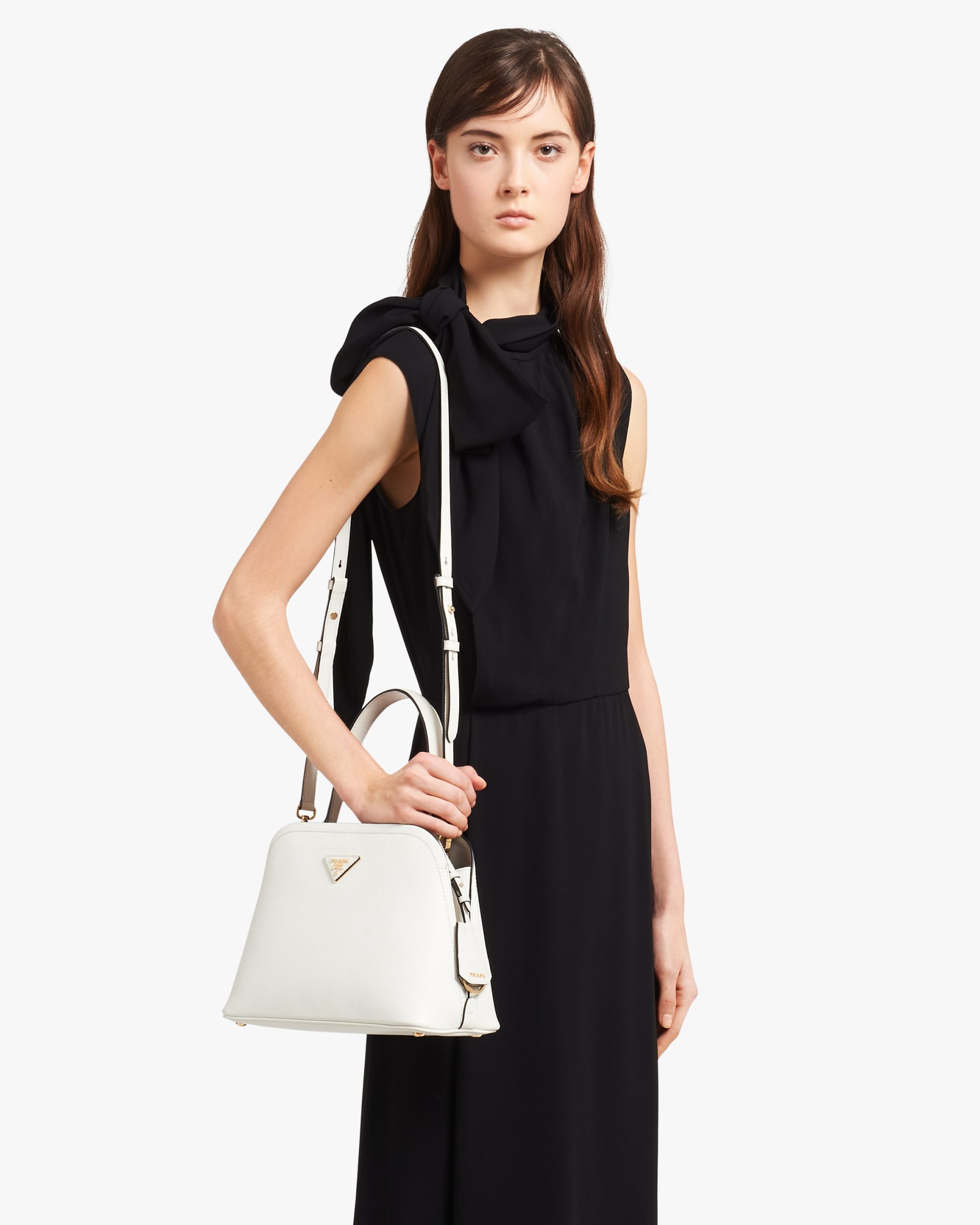 White Medium Saffiano Leather Prada Matinee Bag - Image 2