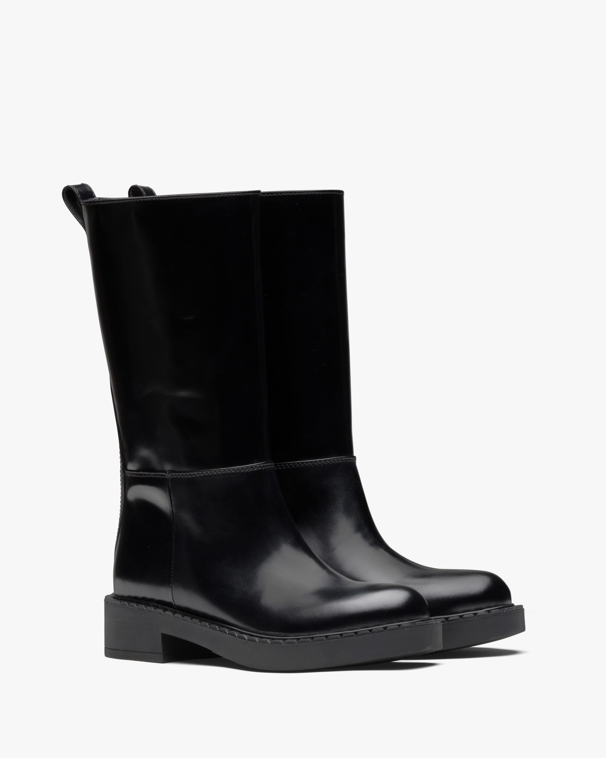 Black Brushed leather booties