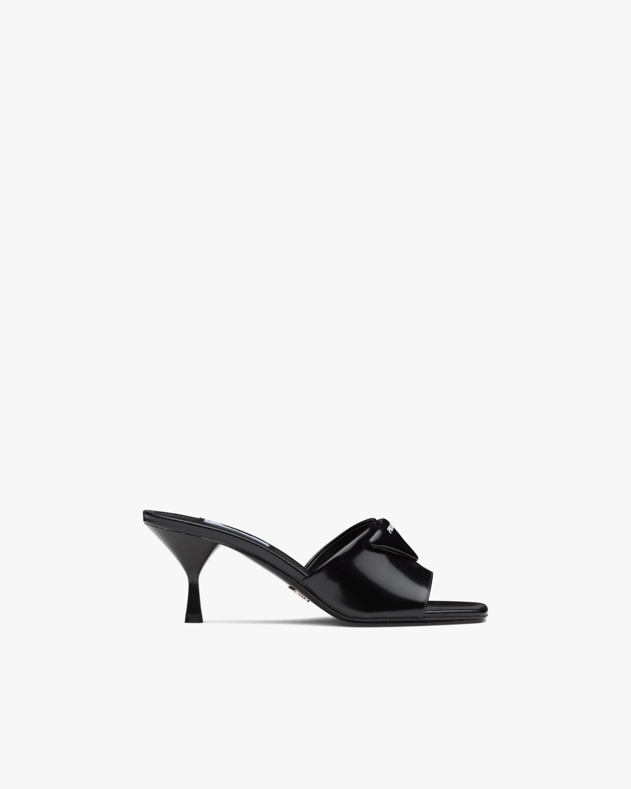 Black Brushed leather mid-heeled slides - Image 2