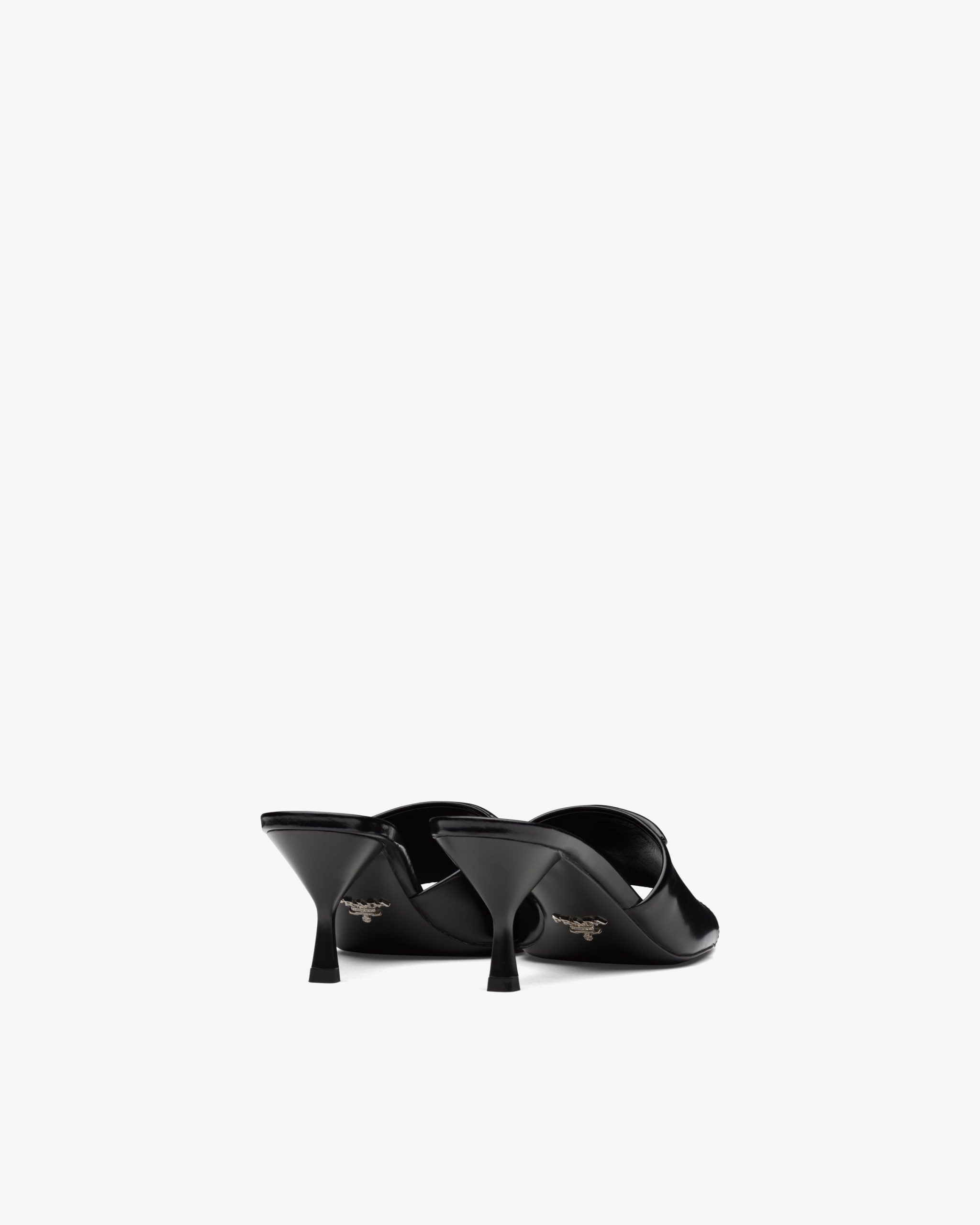 Black Brushed leather mid-heeled slides - Image 3