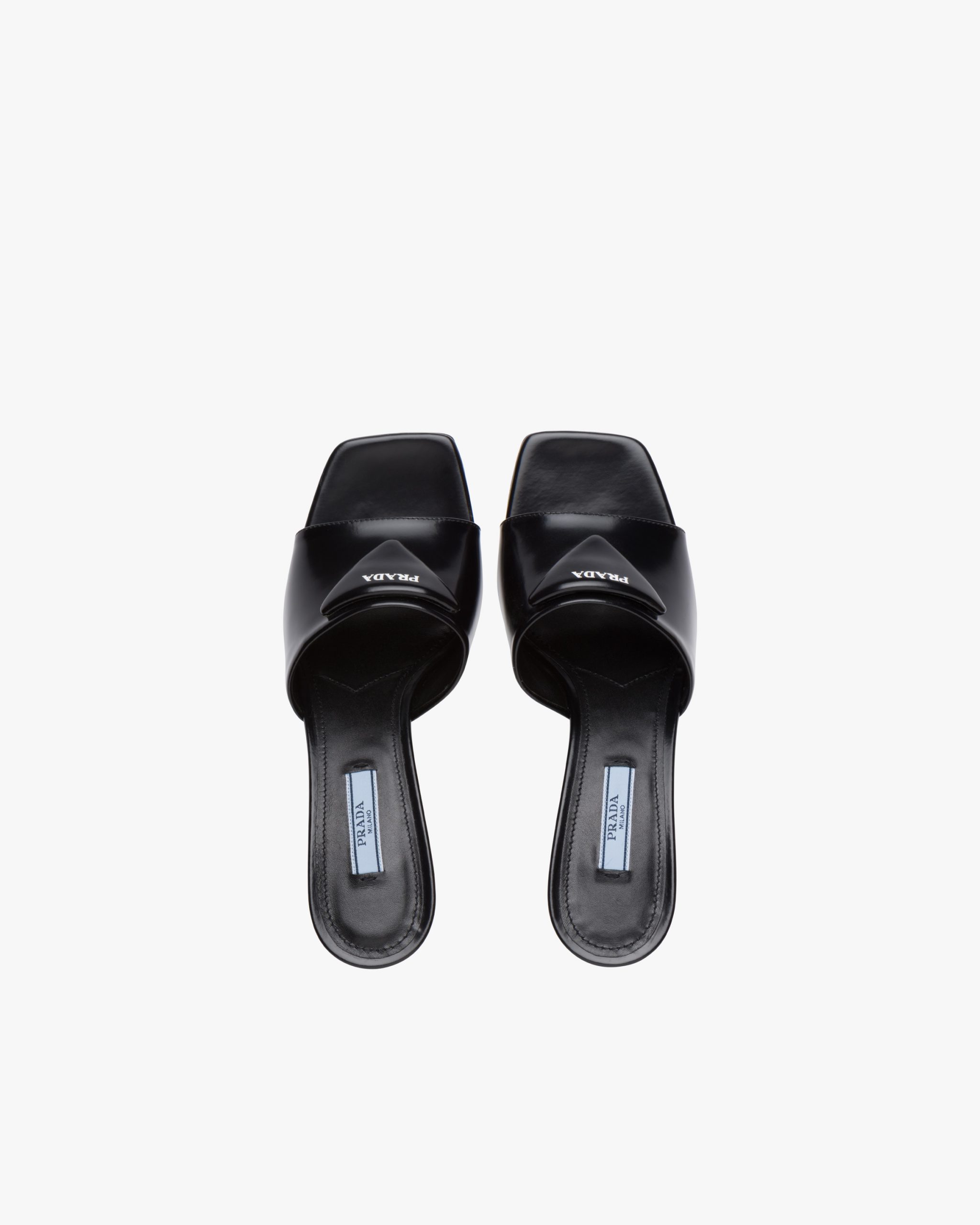 Black Brushed leather mid-heeled slides - Image 4