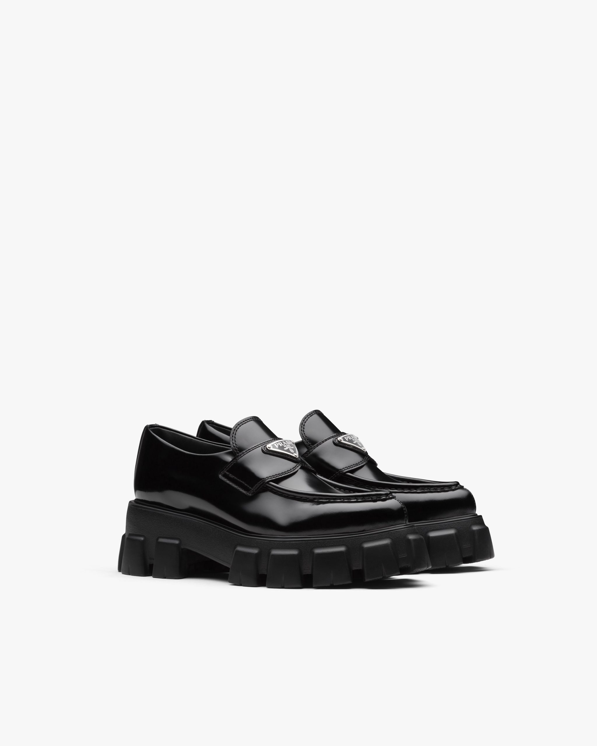Black Monolith pointy brushed leather loafers