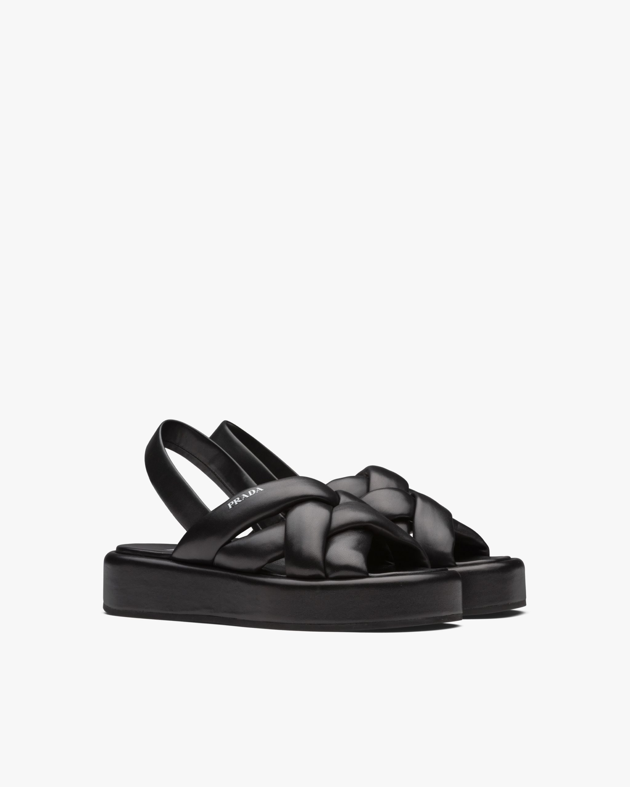 Black Nappa leather flatform sandals
