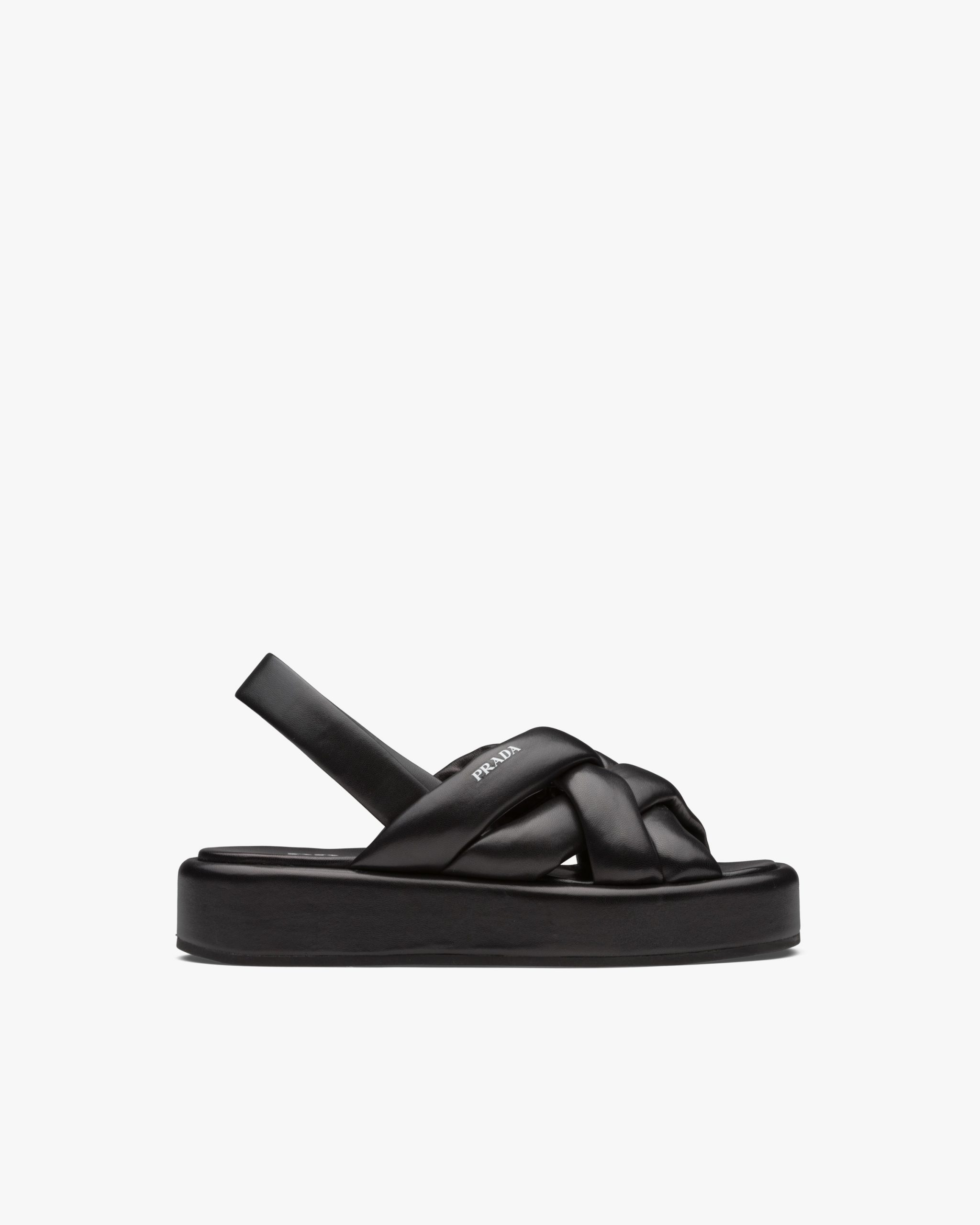 Black Nappa leather flatform sandals - Image 2