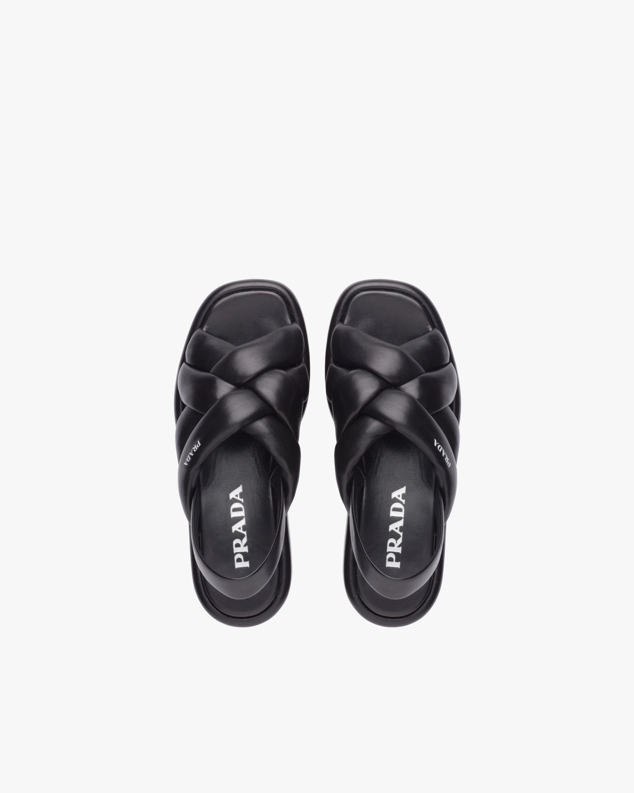 Black Nappa leather flatform sandals - Image 4