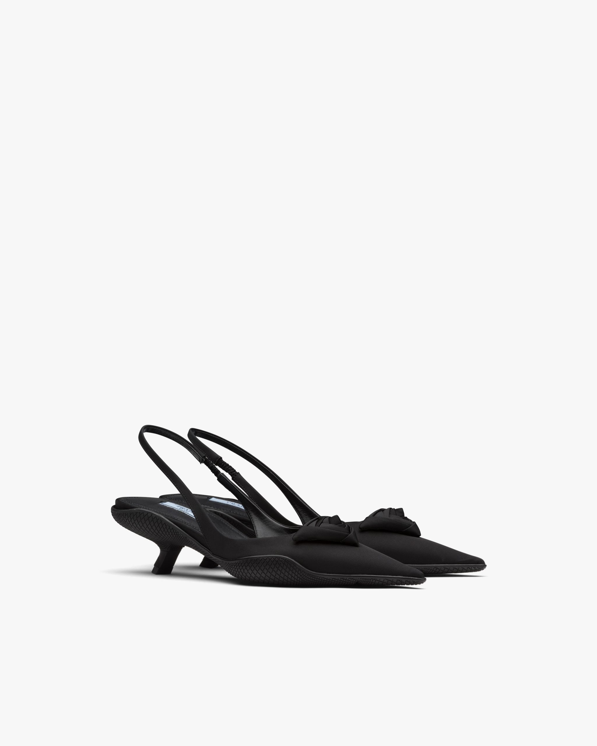 Black Nylon gabardine slingback pumps