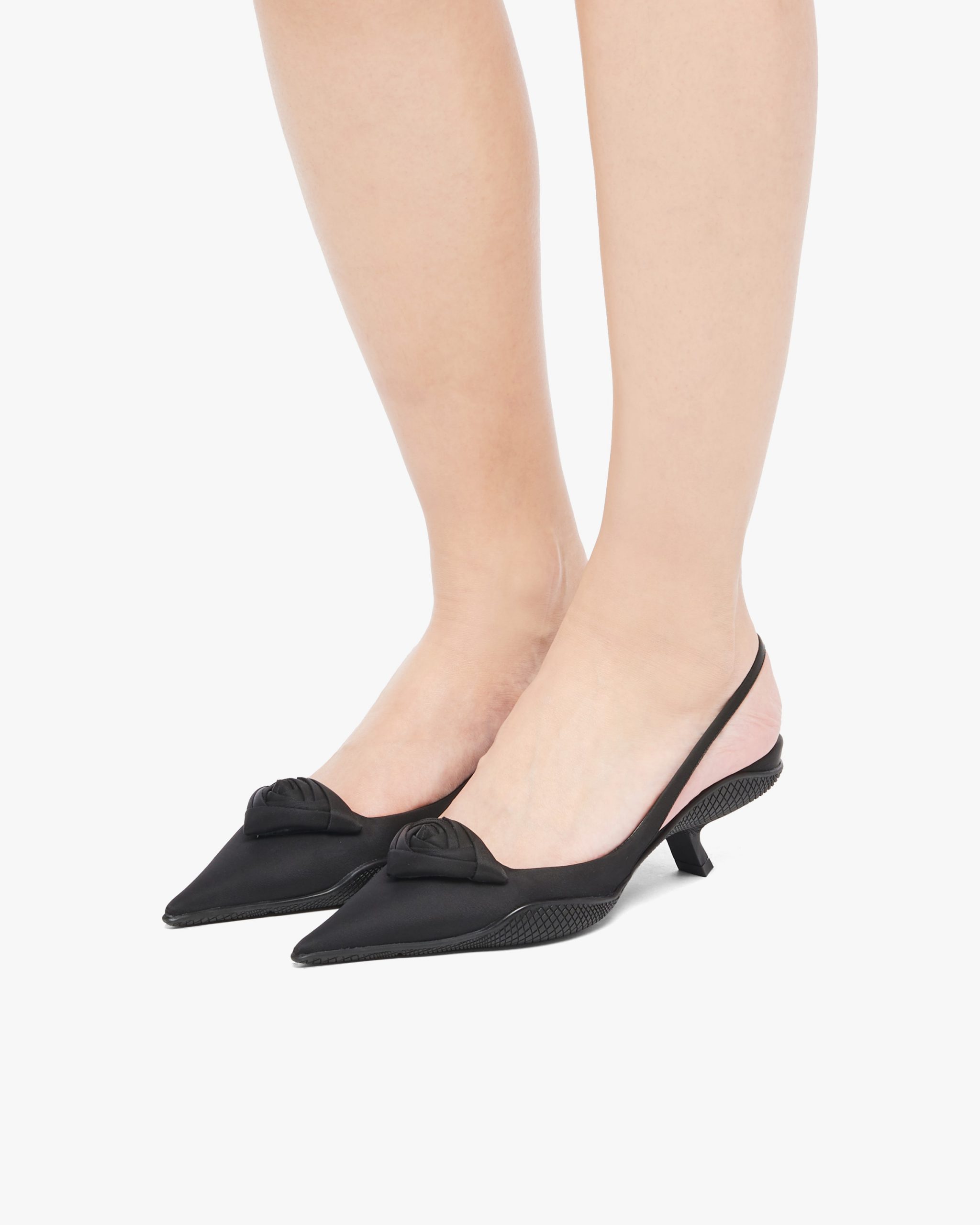 Black Nylon gabardine slingback pumps - Image 5