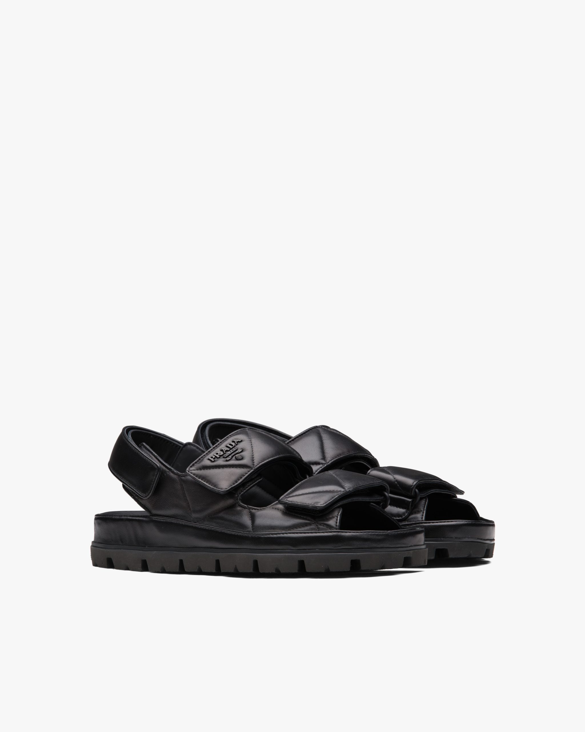 Black Padded nappa leather sandals