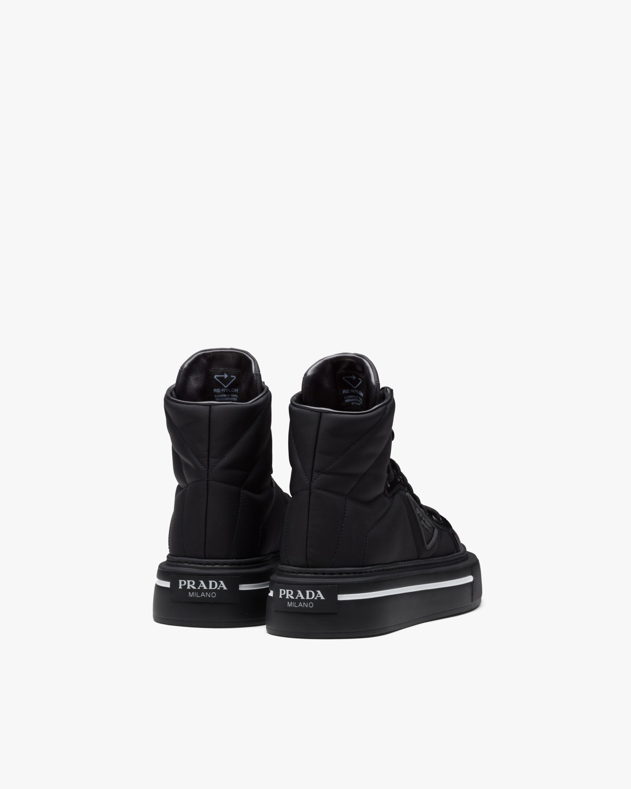 Black Prada Macro Re-Nylon and brushed leather high-top sneakers - Image 3