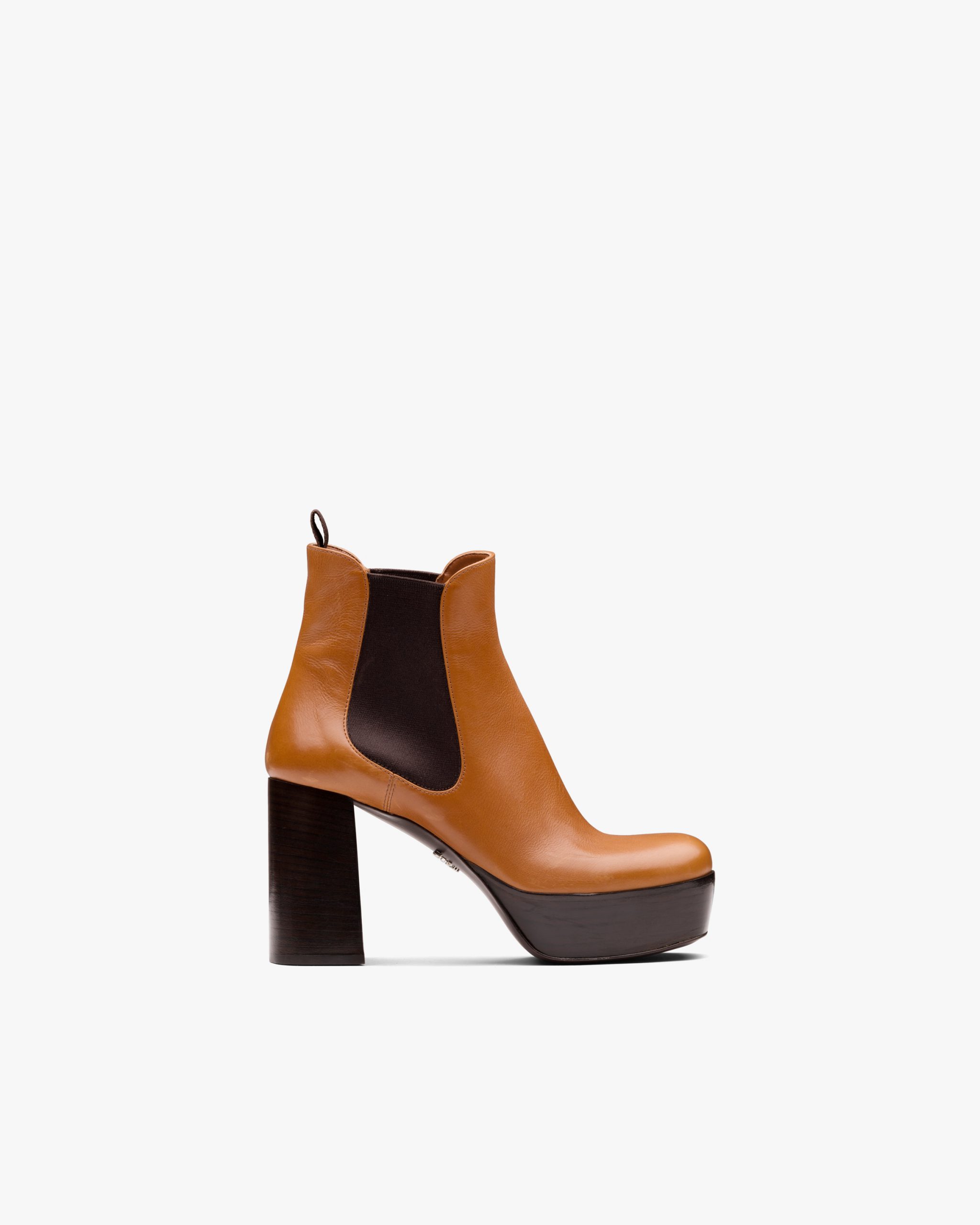 Cognac Leather platform booties - Image 2
