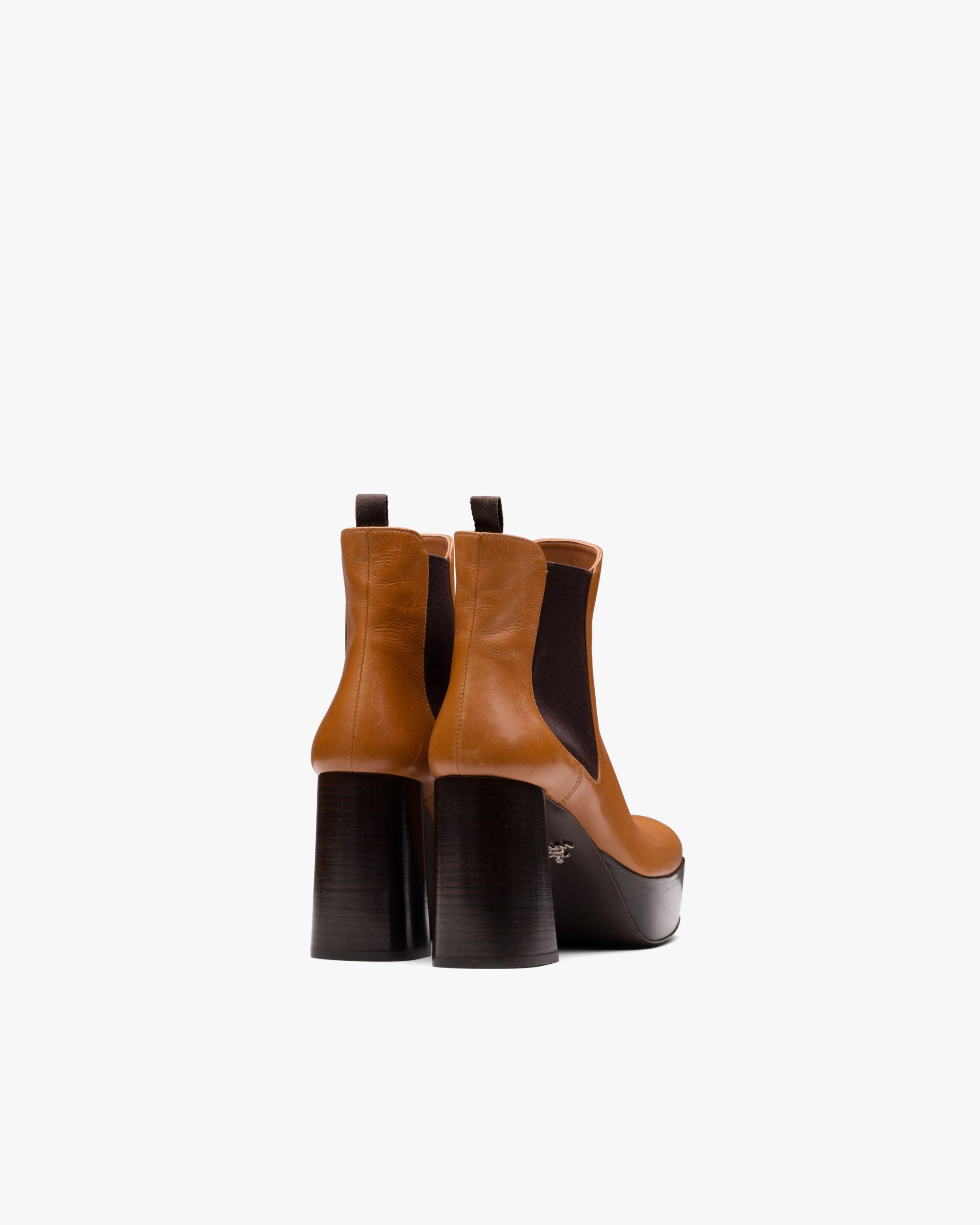 Cognac Leather platform booties - Image 3