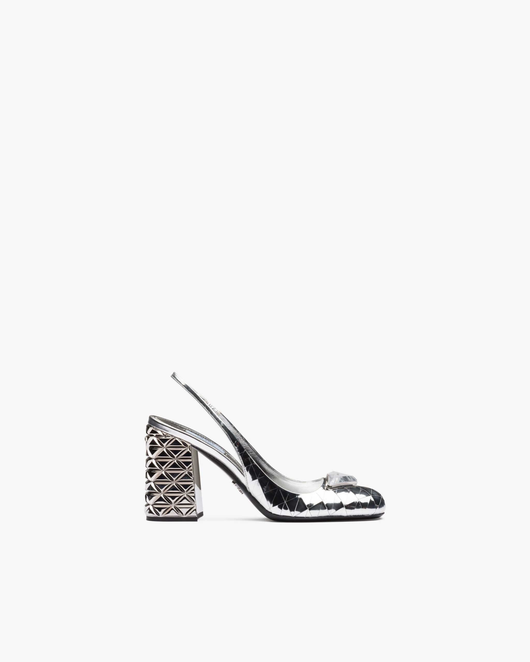 Silver Metallic leather slingback pumps - Image 2