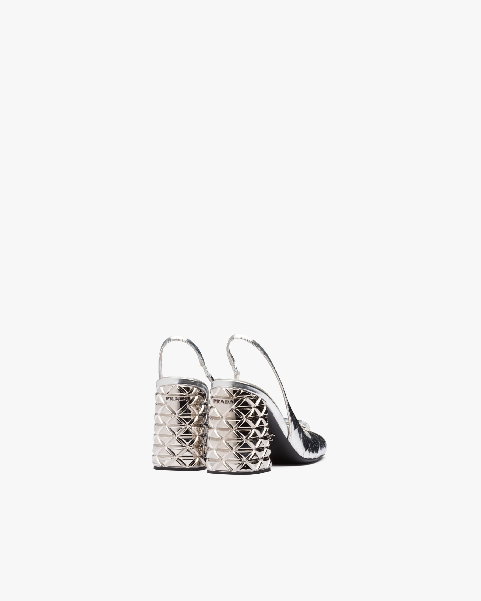 Silver Metallic leather slingback pumps - Image 3