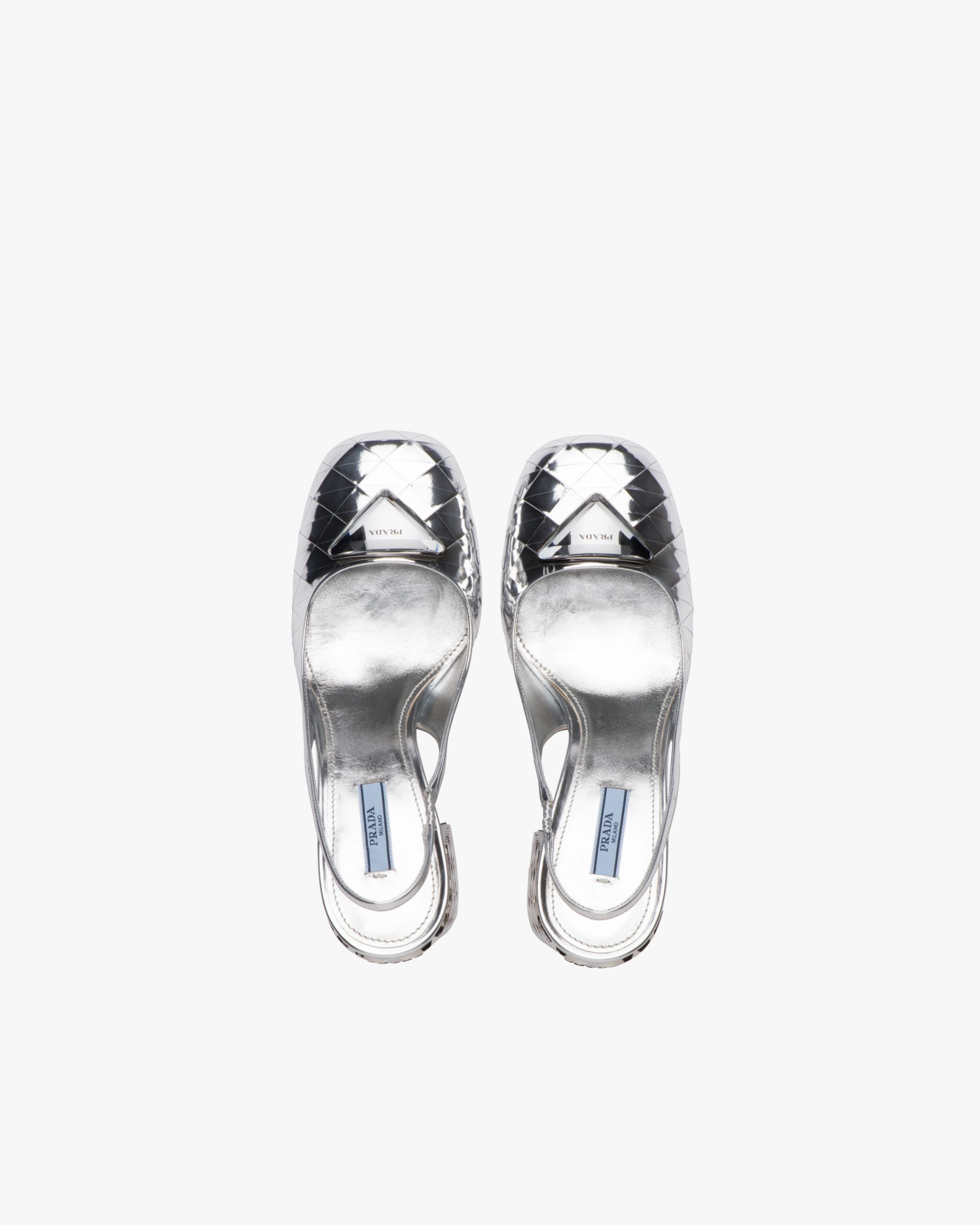 Silver Metallic leather slingback pumps - Image 4