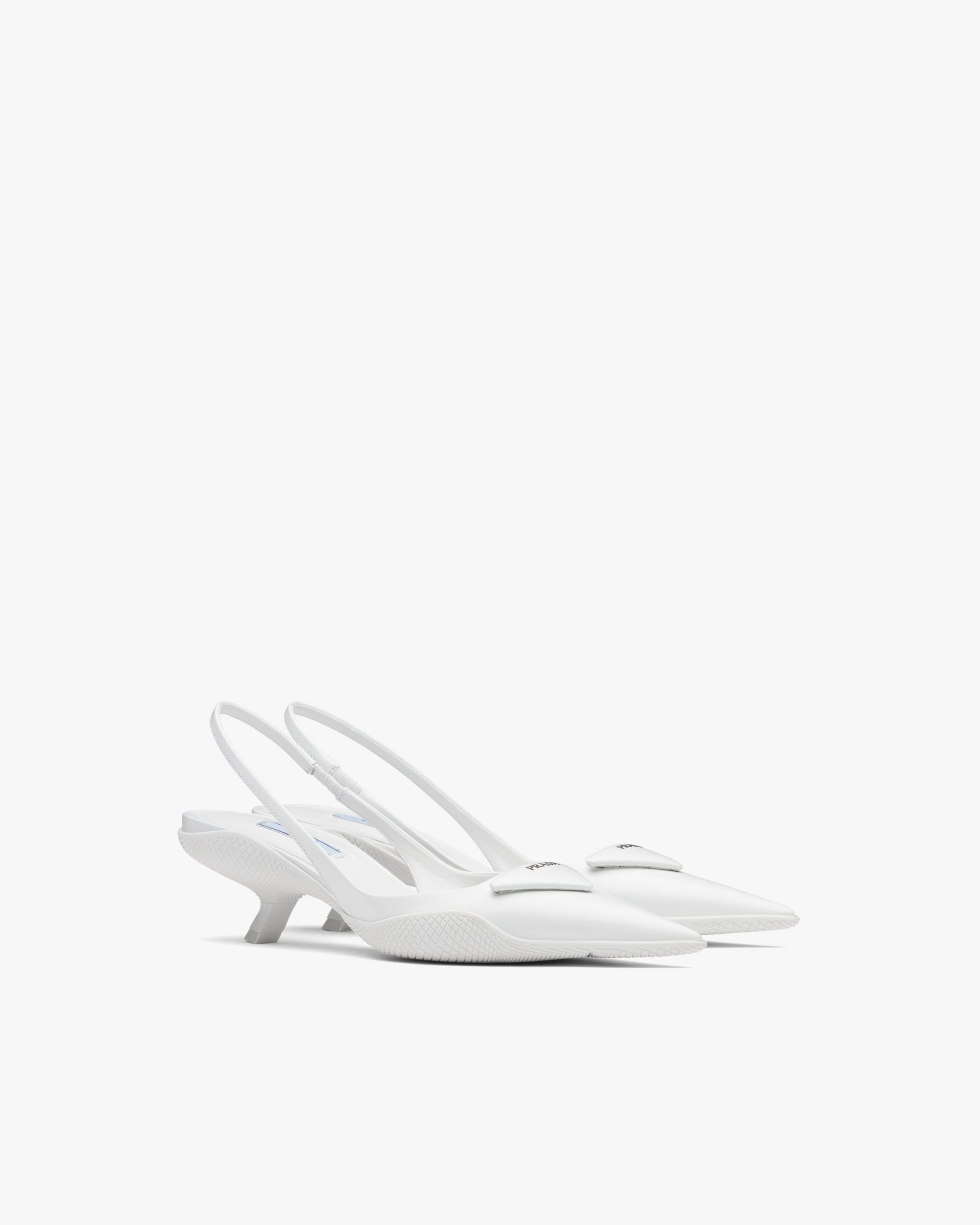 White Brushed leather slingback pumps