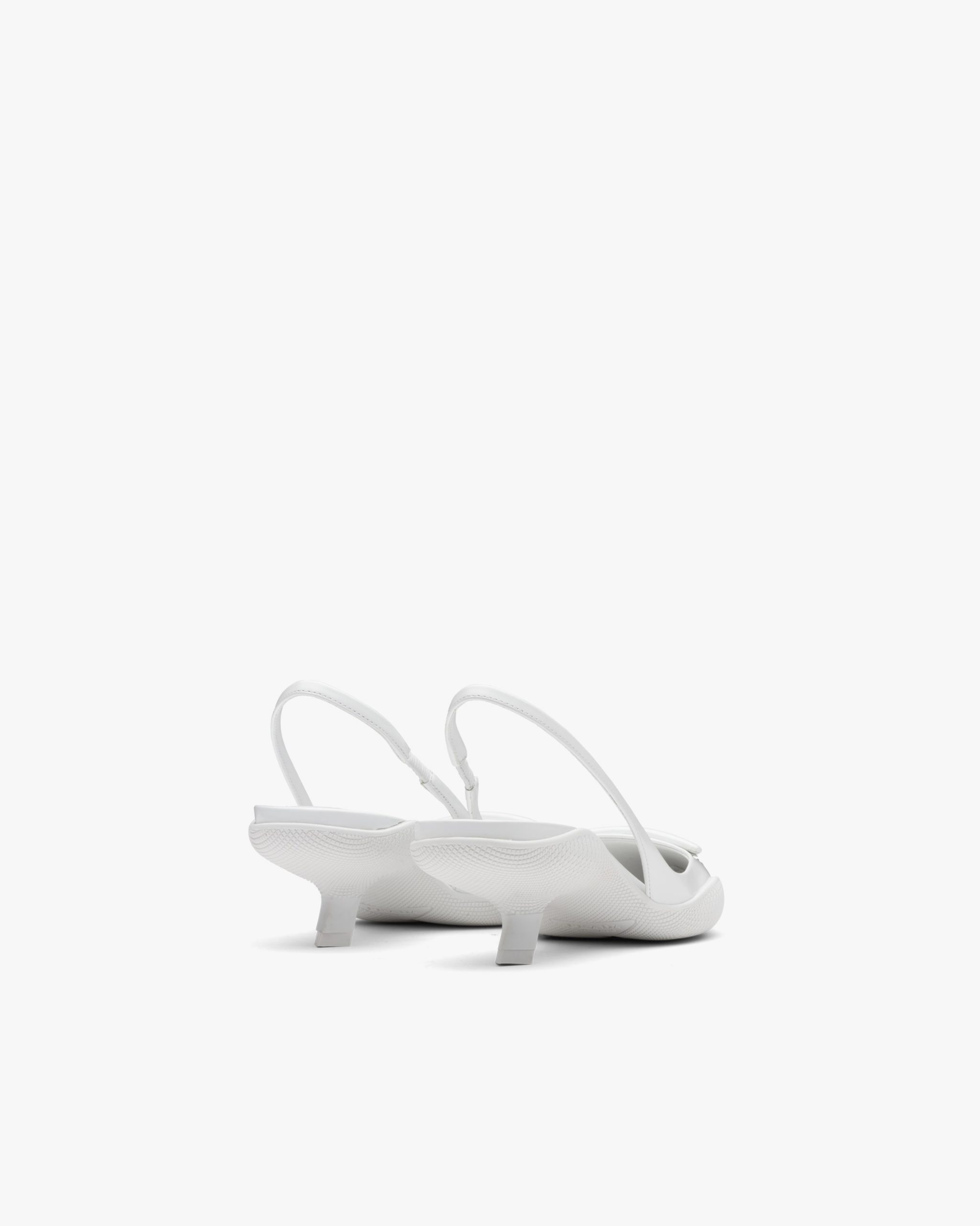 White Brushed leather slingback pumps - Image 3