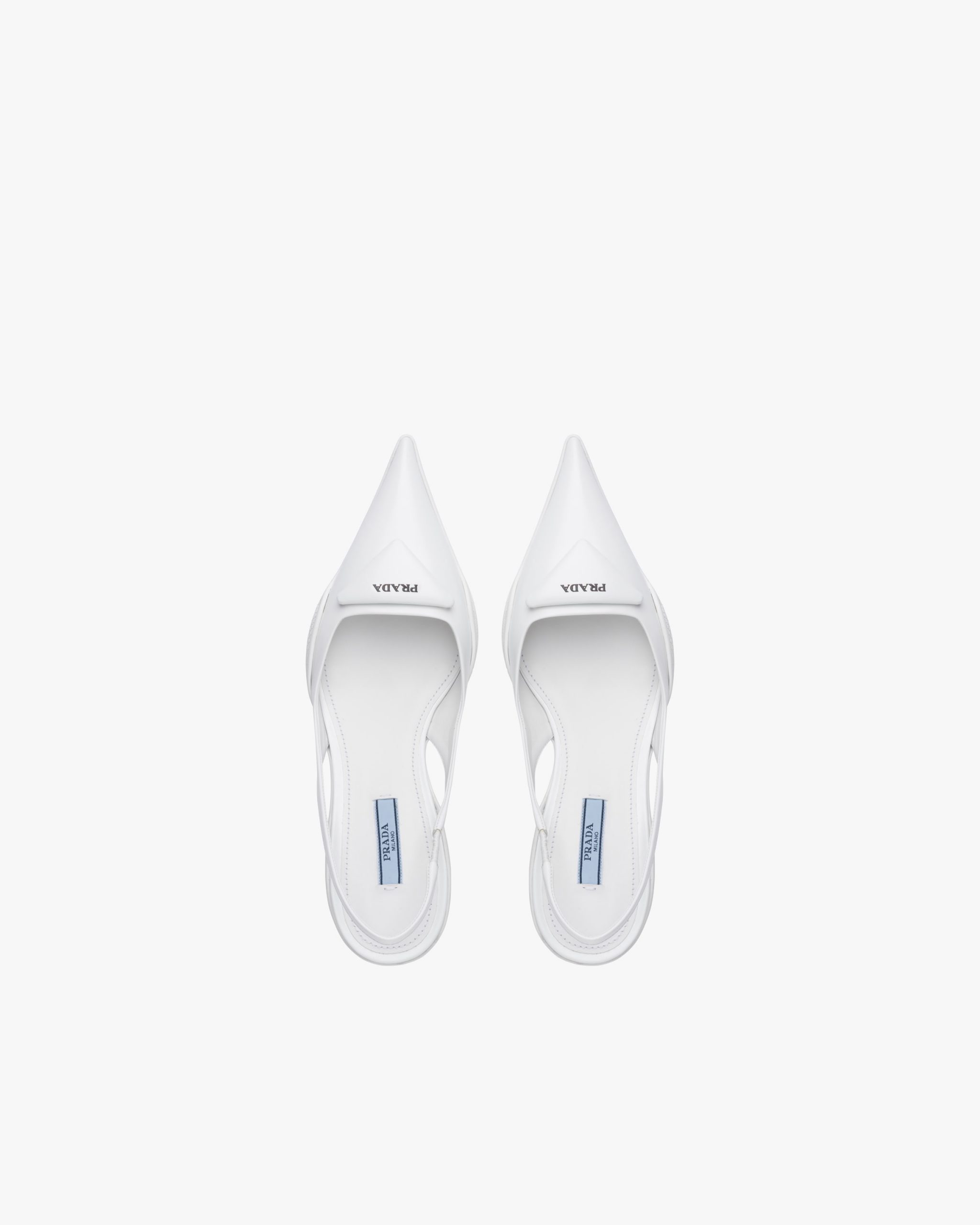 White Brushed leather slingback pumps - Image 4